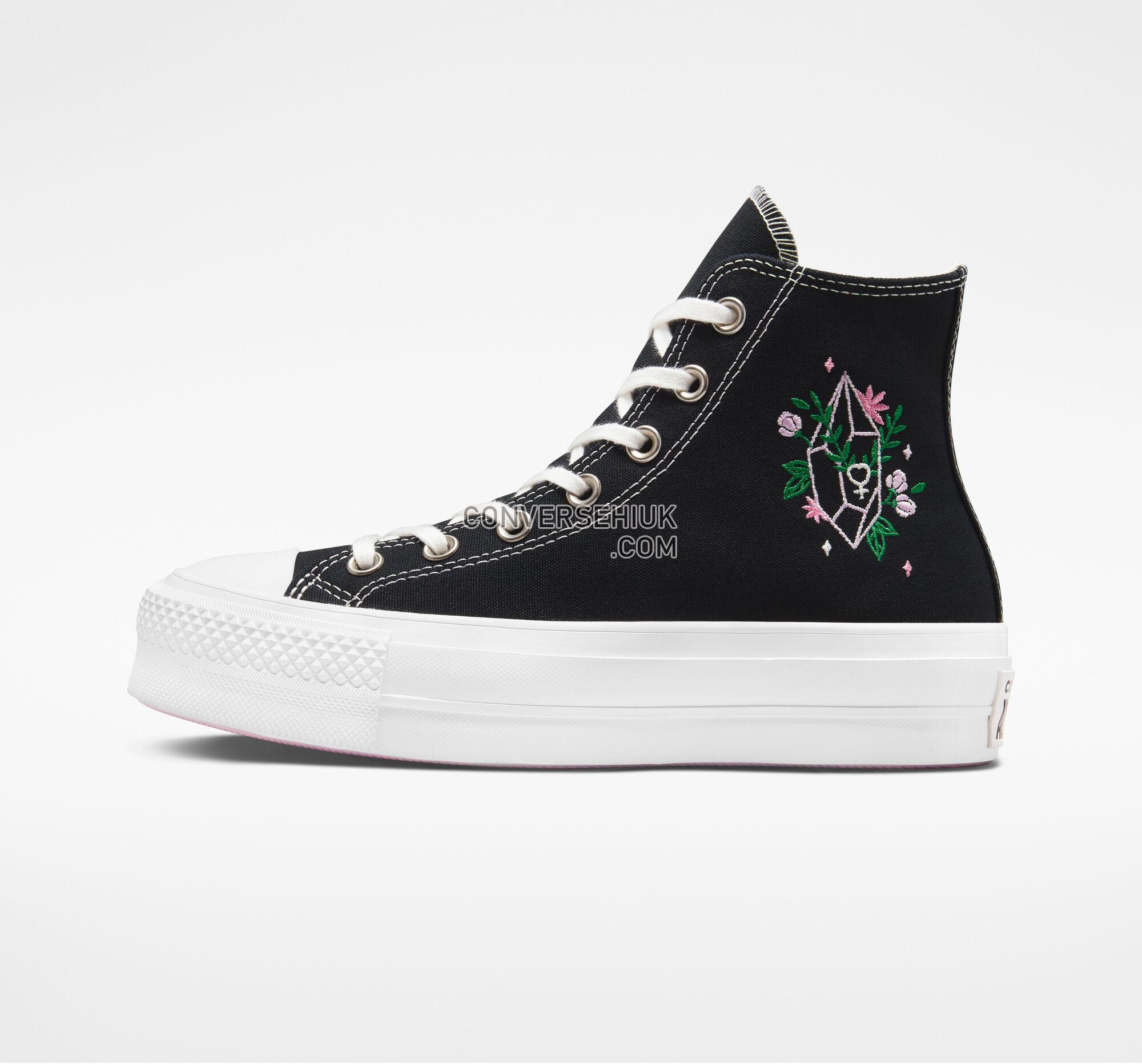 Converse Chuck Taylor All Star Lift Platform Embroidered Crystals Black/Wintage White A03739C Shoes