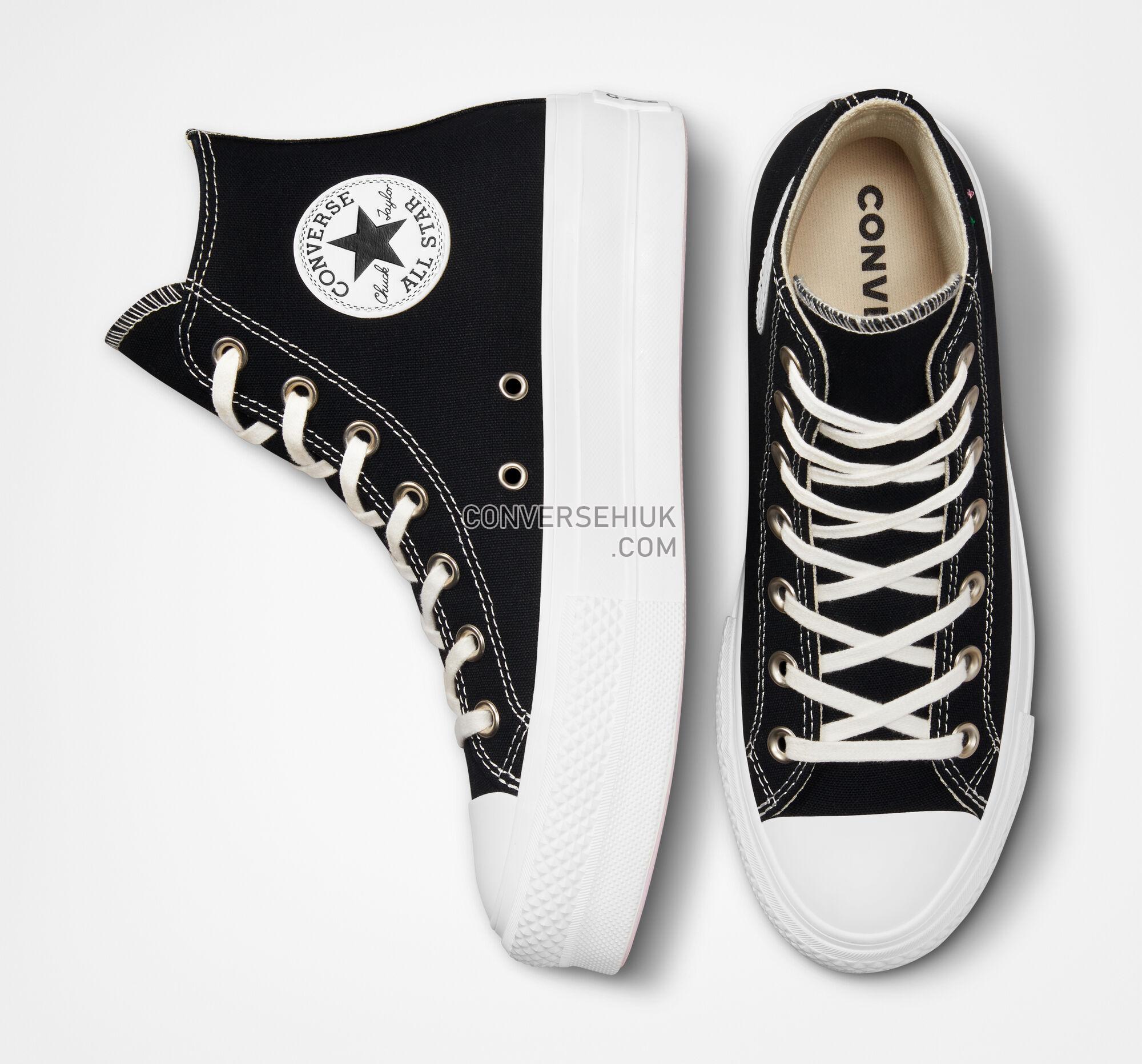 Converse Chuck Taylor All Star Lift Platform Embroidered Crystals Black/Wintage White A03739C Shoes