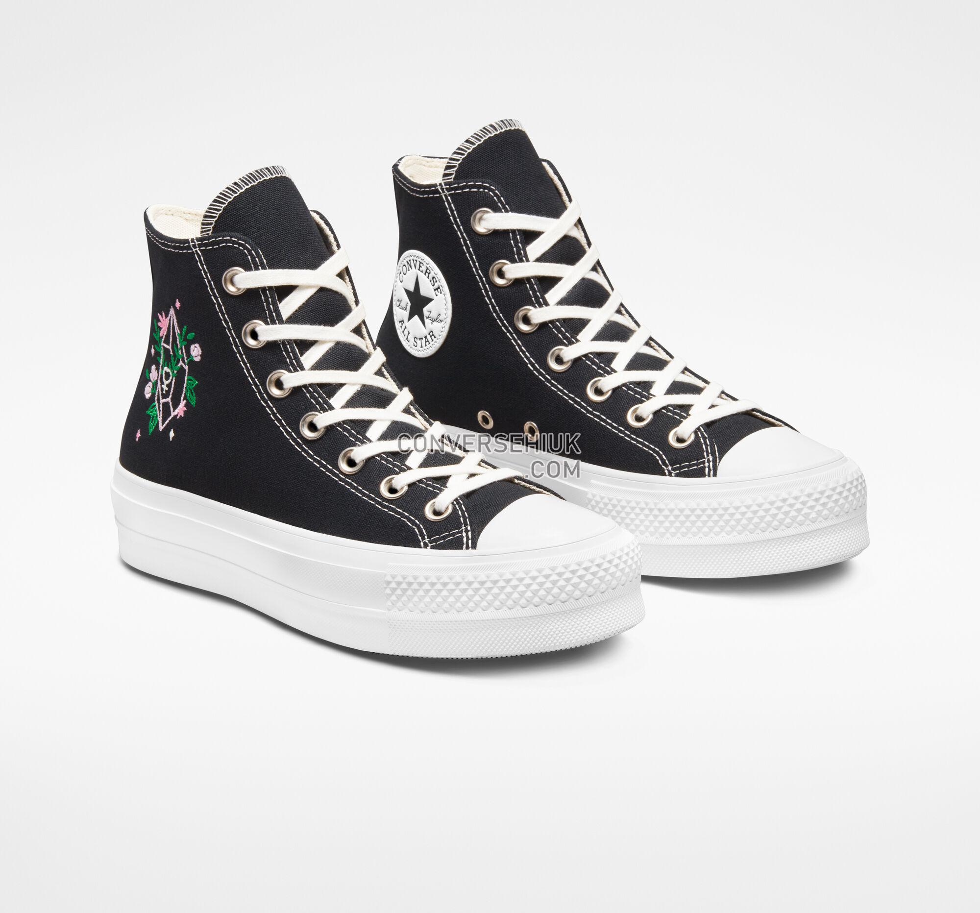 Converse Chuck Taylor All Star Lift Platform Embroidered Crystals Black/Wintage White A03739C Shoes