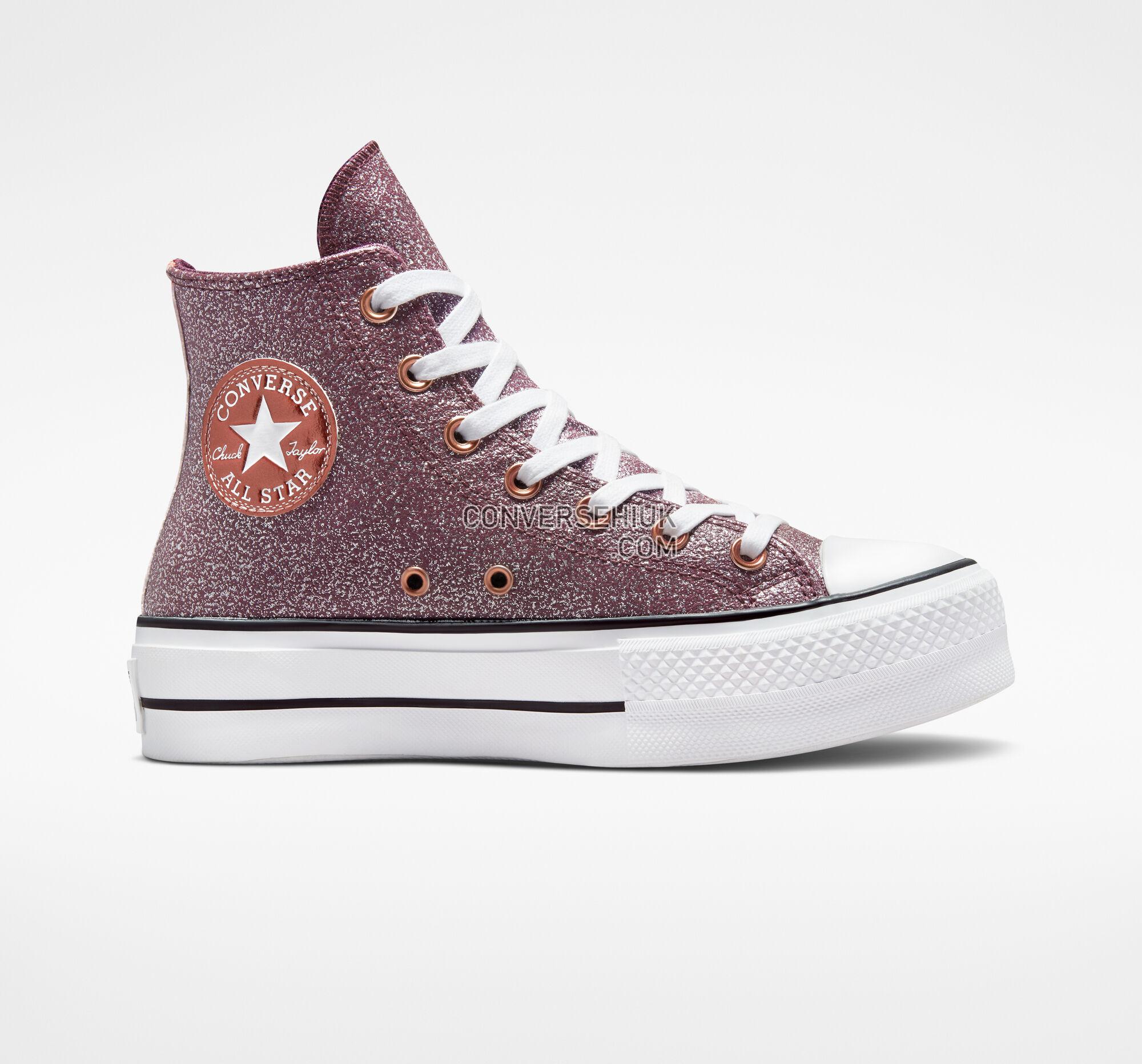 Converse Chuck Taylor All Star Lift Platform Metallic Glitter Dark Wine/Copper/White A03240C Shoes