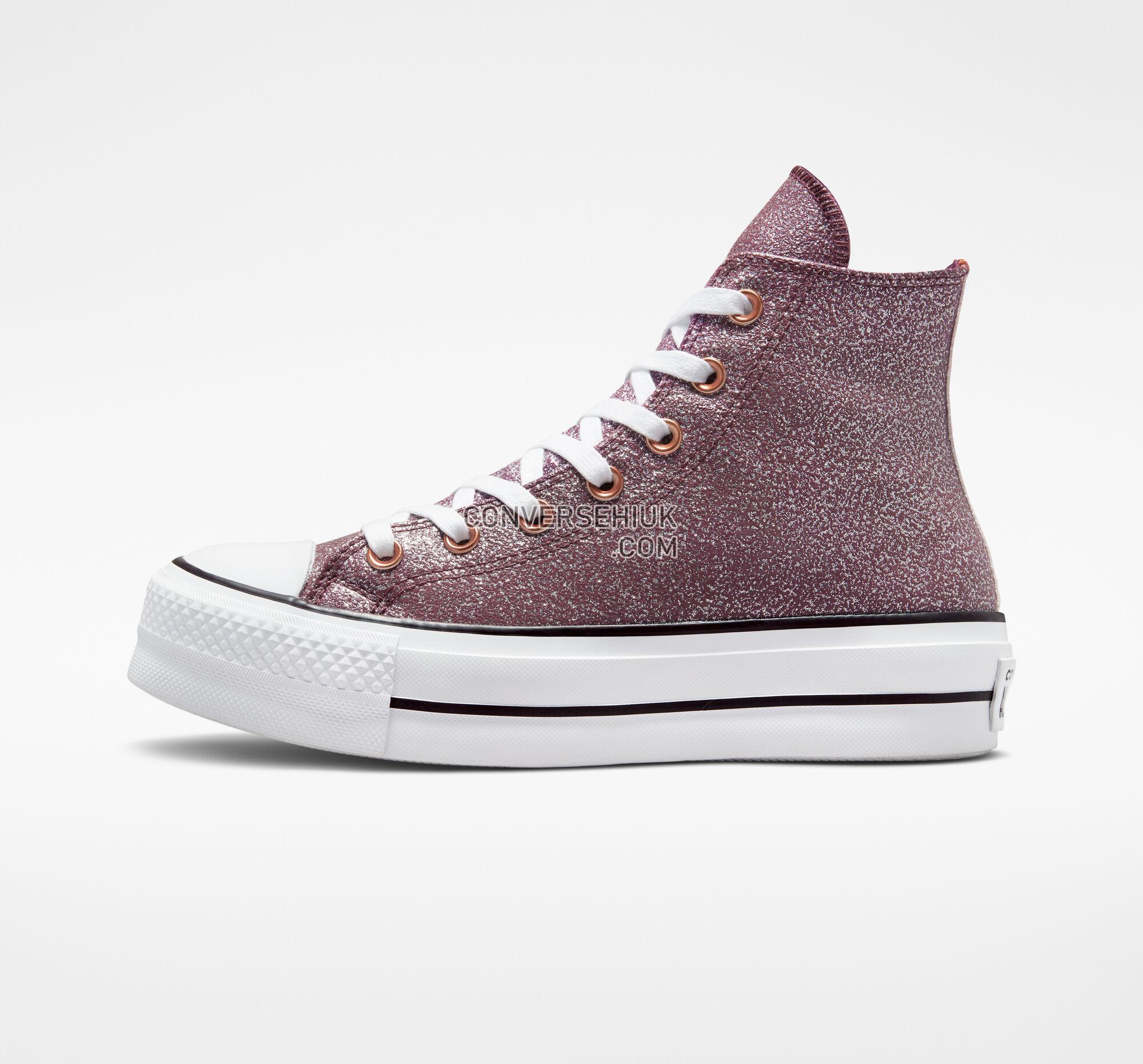 Converse Chuck Taylor All Star Lift Platform Metallic Glitter Dark Wine/Copper/White A03240C Shoes