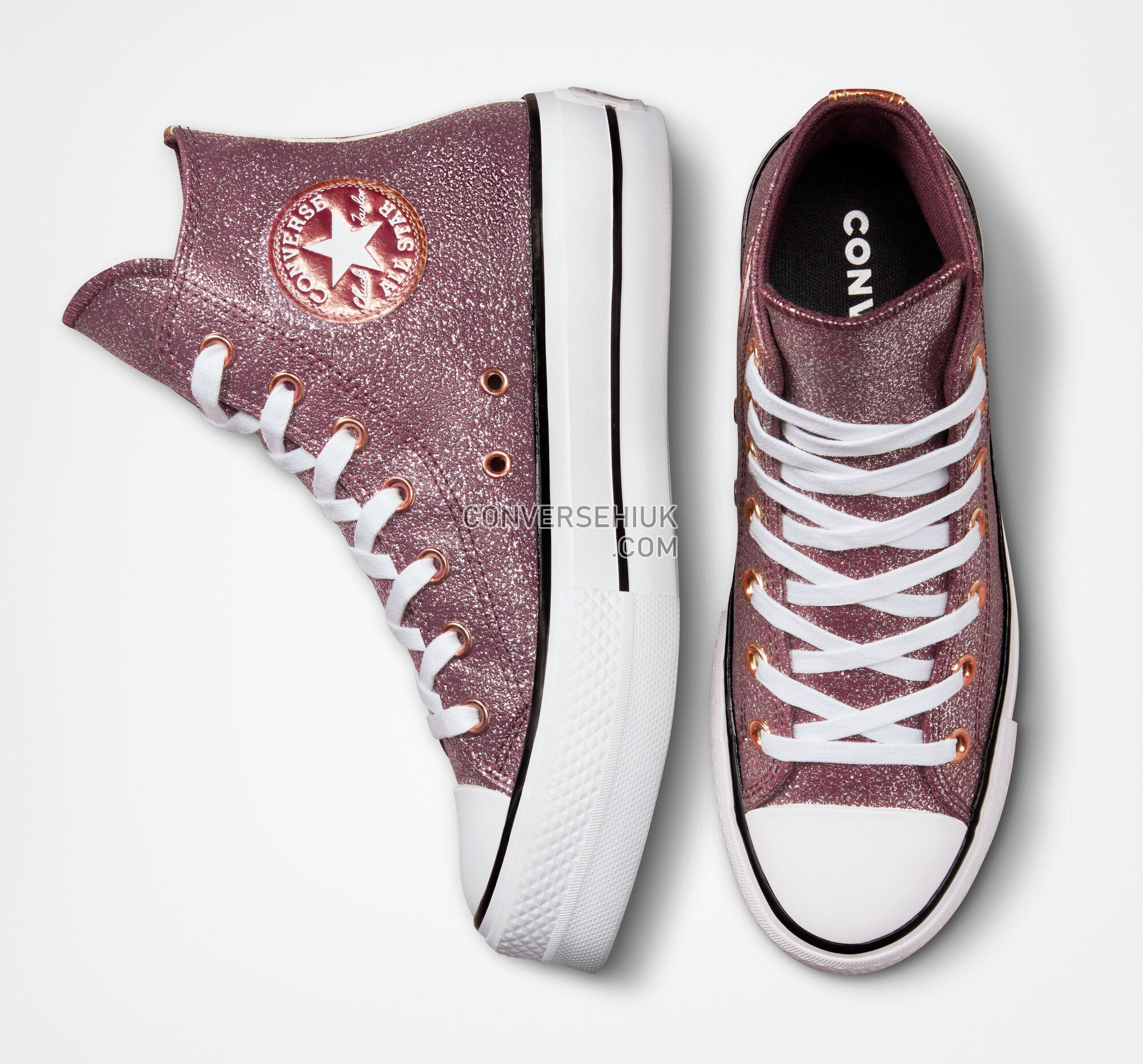 Converse Chuck Taylor All Star Lift Platform Metallic Glitter Dark Wine/Copper/White A03240C Shoes