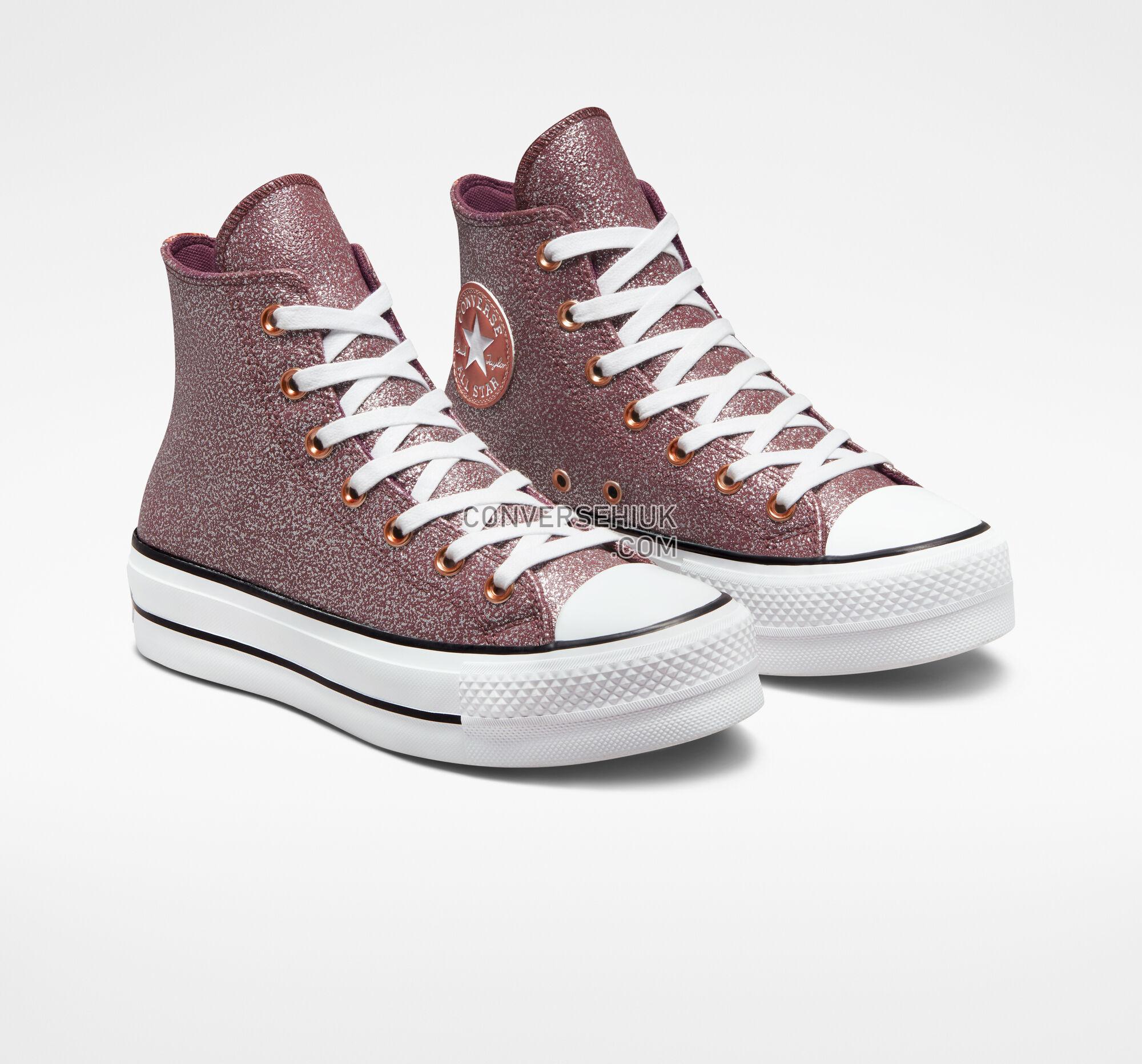 Converse Chuck Taylor All Star Lift Platform Metallic Glitter Dark Wine/Copper/White A03240C Shoes