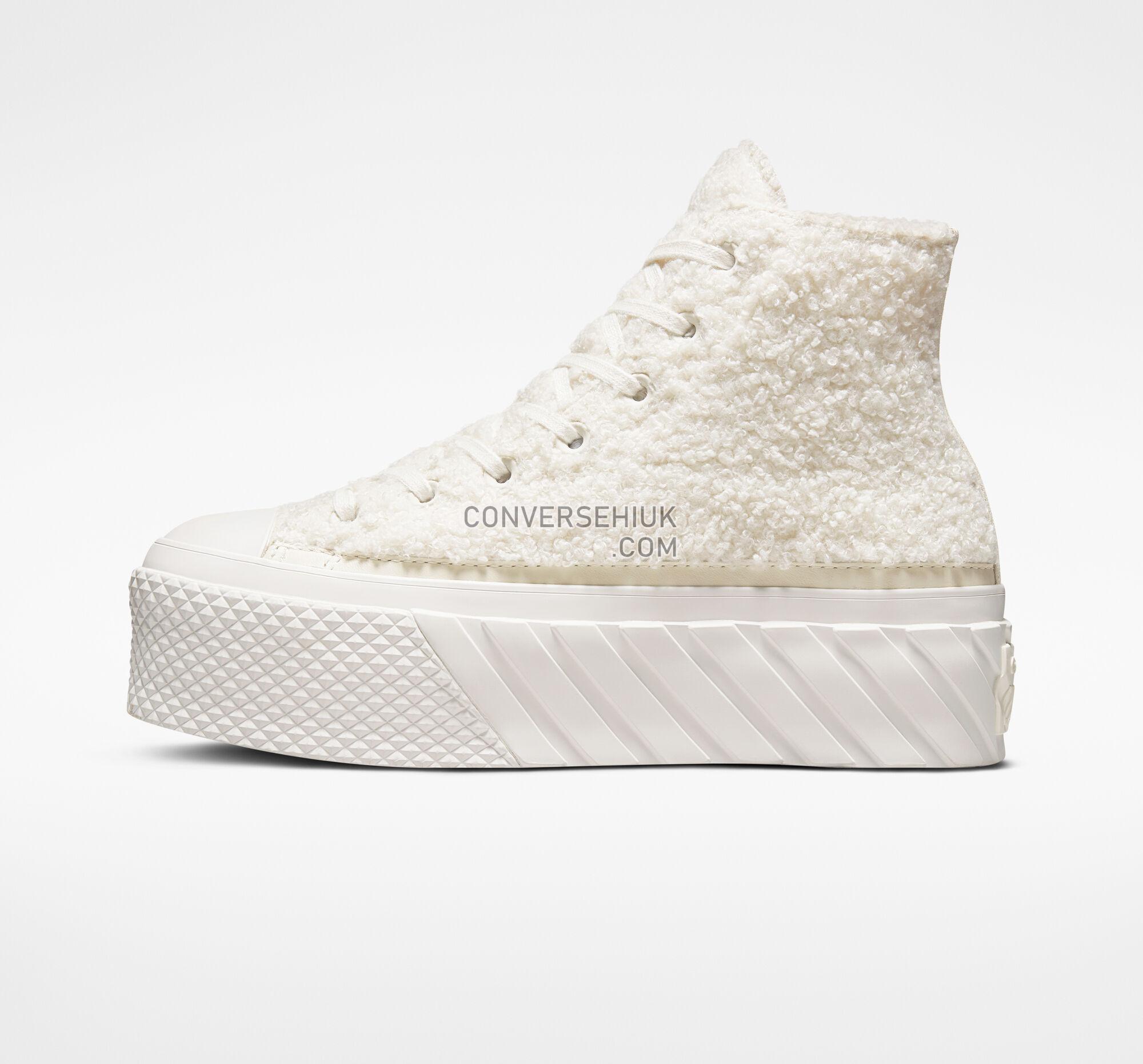 Converse Chuck Taylor All Star Lift 2X Platform Sherpa Egret/Vintage White A04260C Shoes