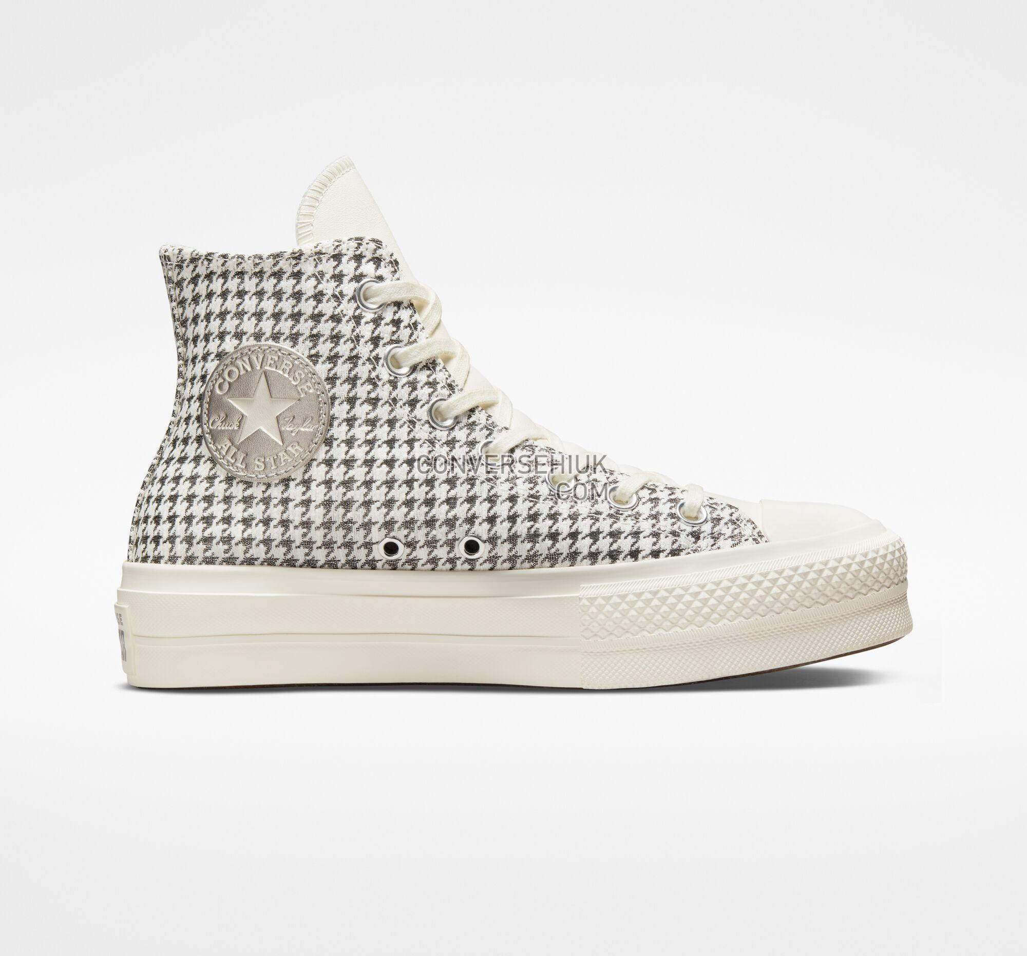 Converse Chuck Taylor All Star Lift Platform Houndstooth Shine Egret/Pure Silver/Egret A04276C Shoes