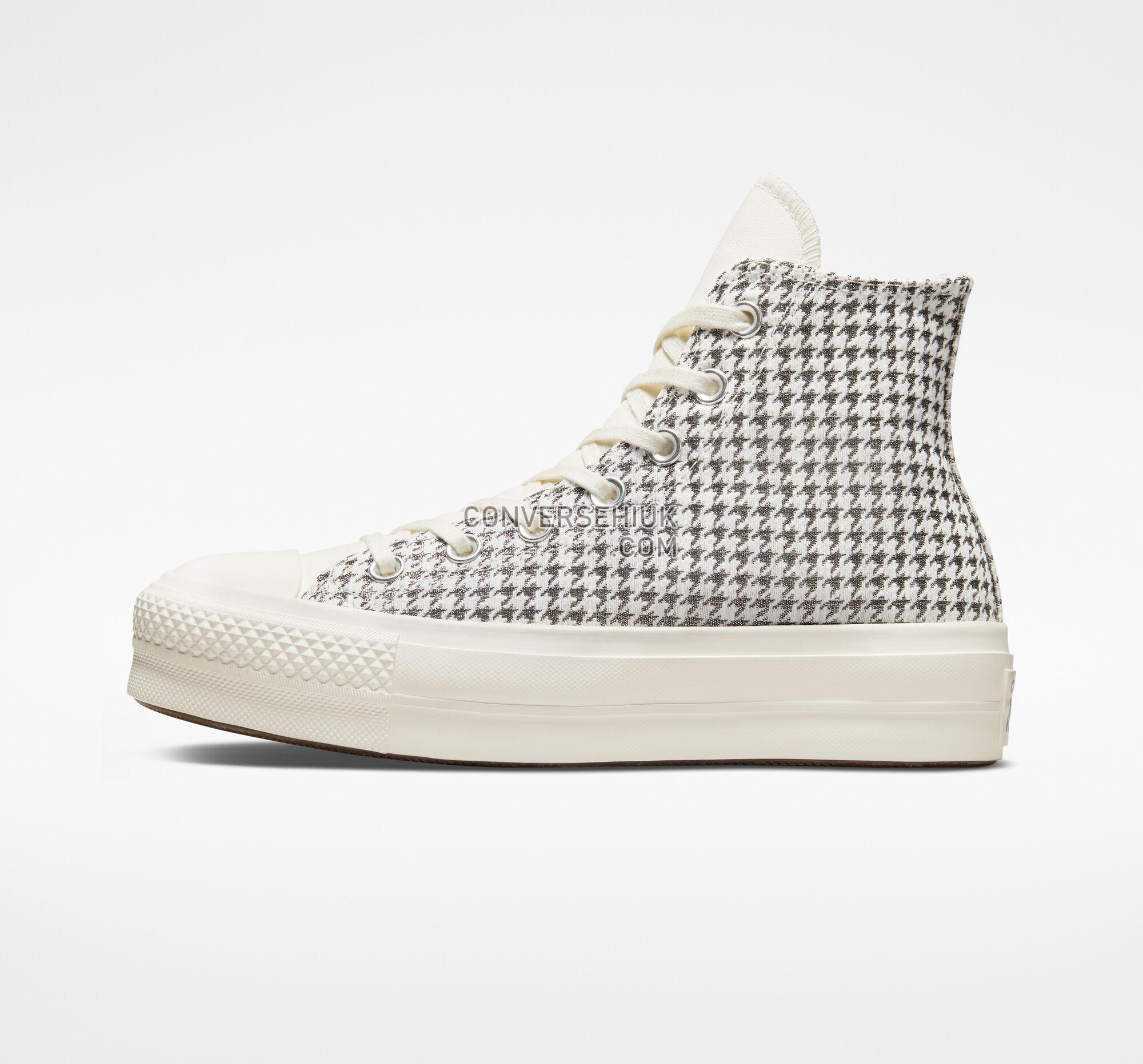 Converse Chuck Taylor All Star Lift Platform Houndstooth Shine Egret/Pure Silver/Egret A04276C Shoes