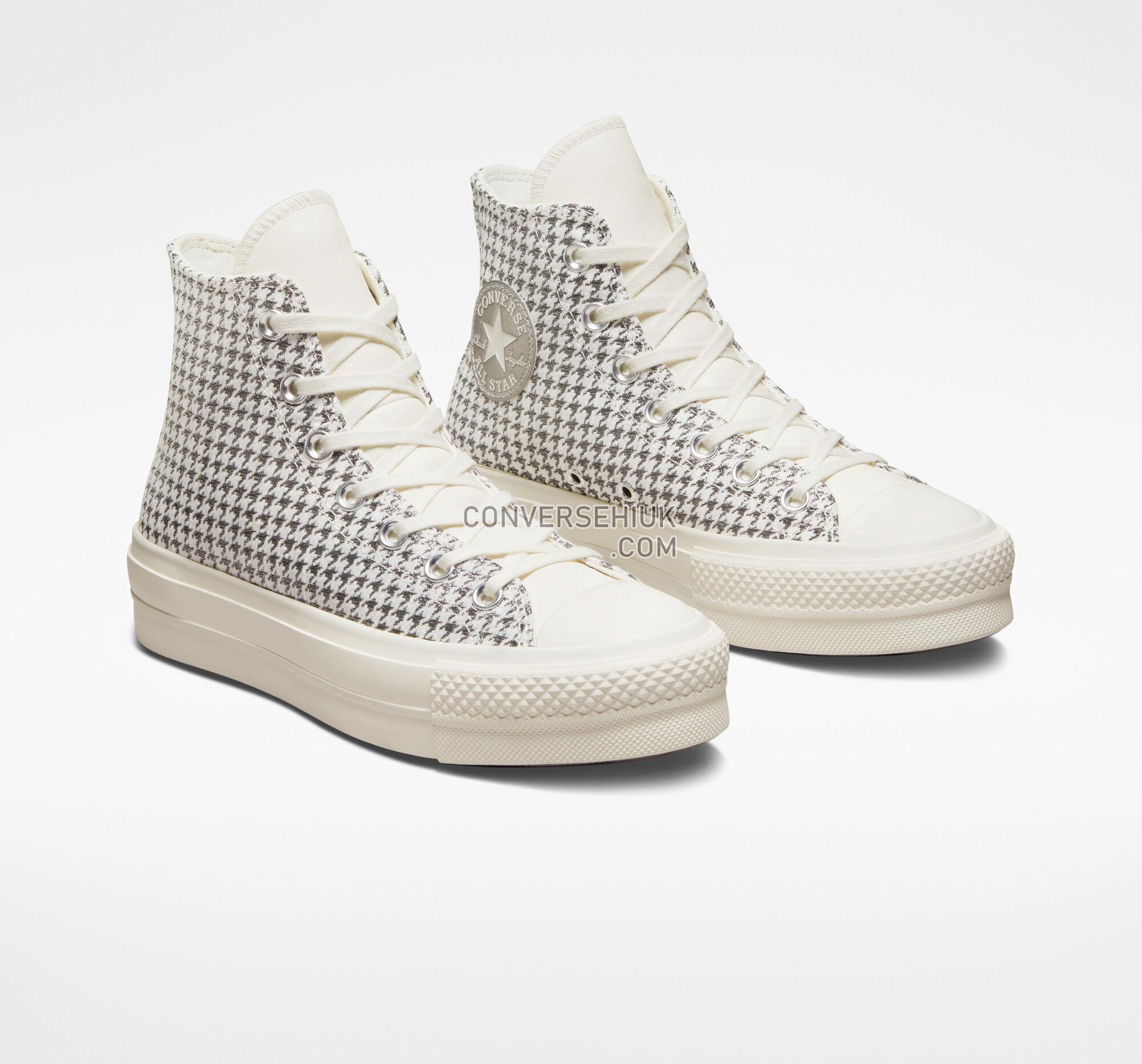 Converse Chuck Taylor All Star Lift Platform Houndstooth Shine Egret/Pure Silver/Egret A04276C Shoes