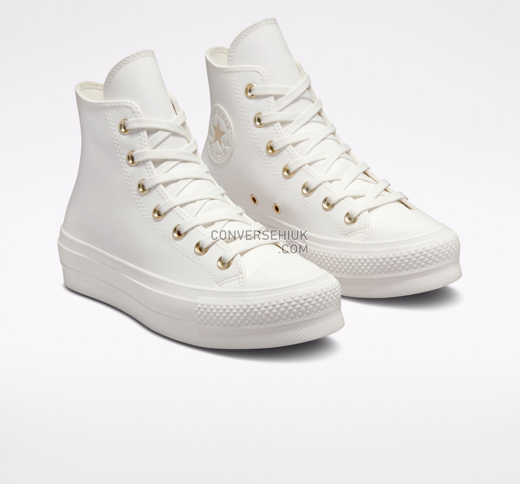 Converse Chuck Taylor All Star Lift Platform Mono White Vintage White/Egret/Gold A03719C Shoes