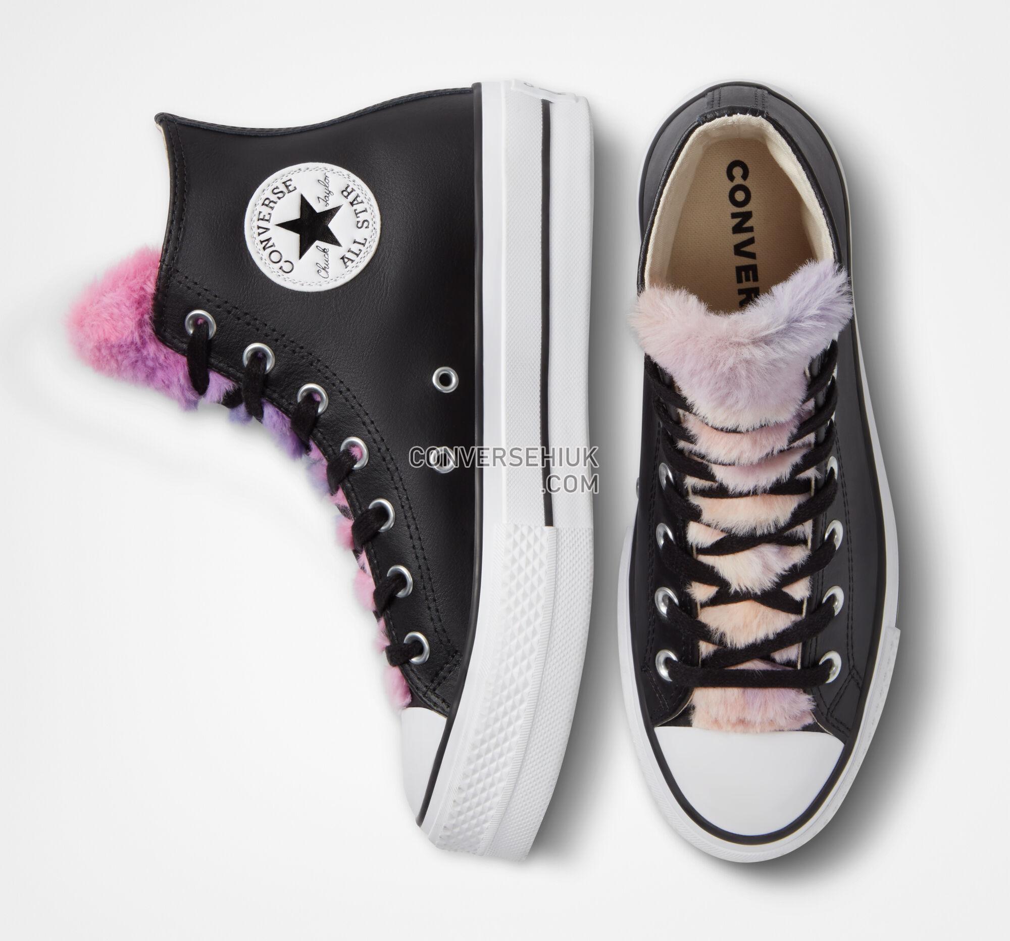 Converse Chuck Taylor All Star Lift Platform Rainbow Fur Black Fur Multicolor A05081C Shoes