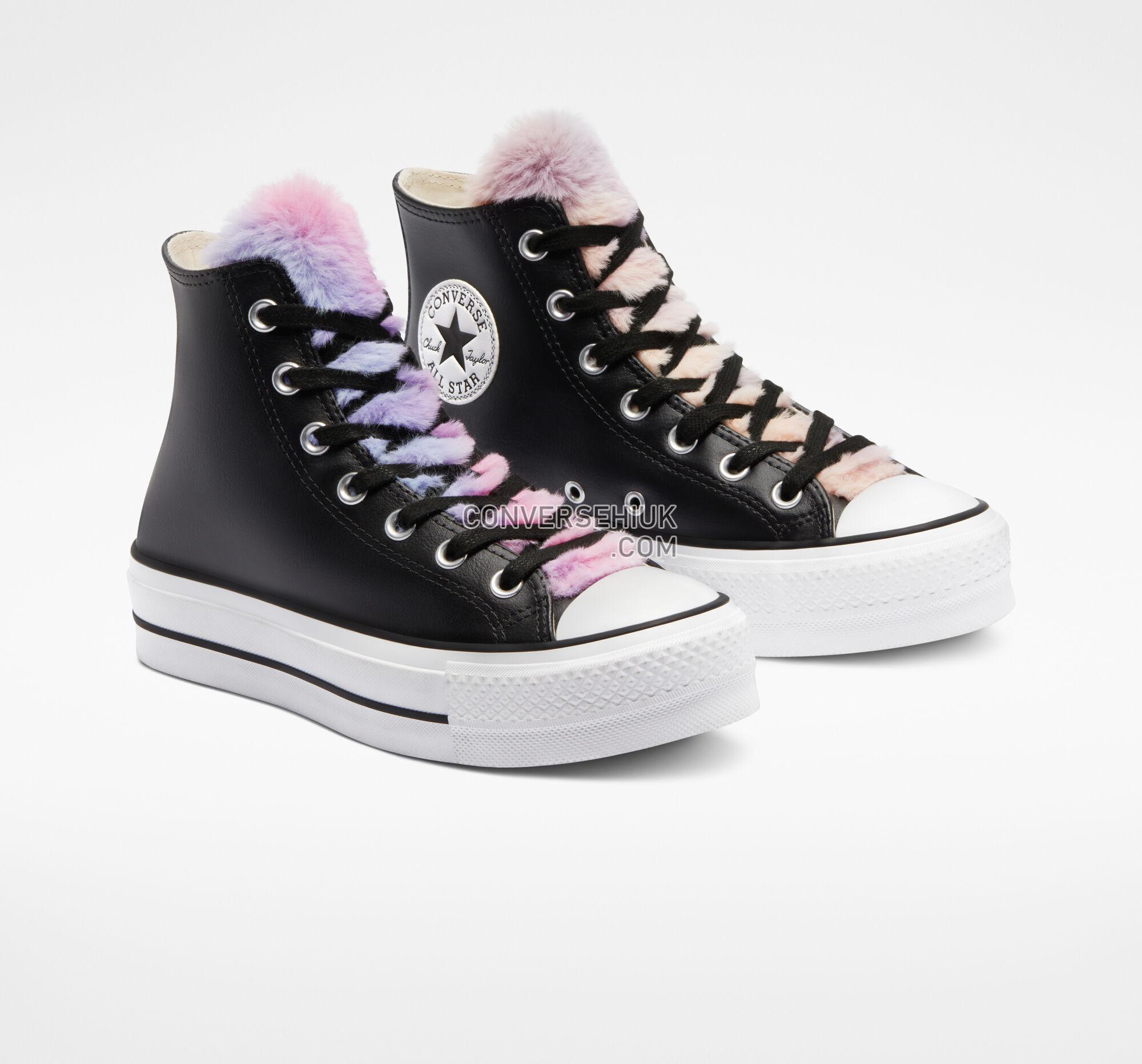 Converse Chuck Taylor All Star Lift Platform Rainbow Fur Black Fur Multicolor A05081C Shoes