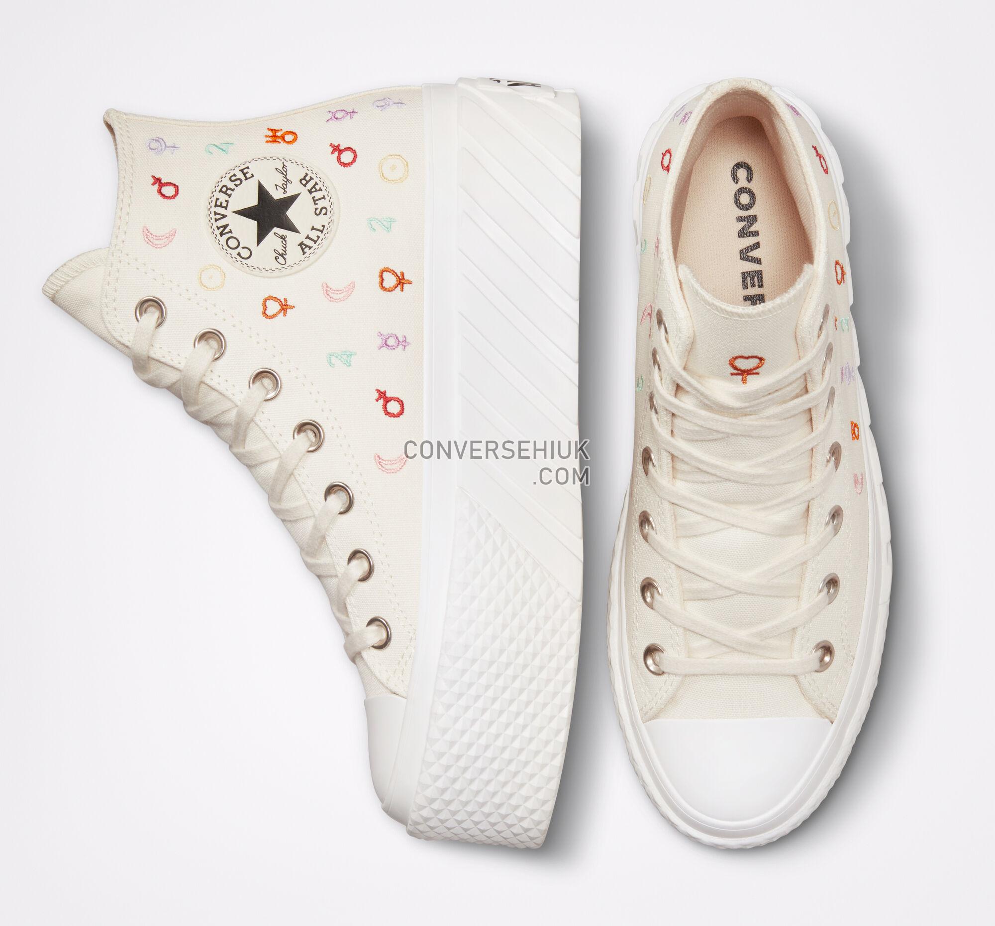 Converse Chuck Taylor All Star Lift 2X Platform Mystic Symbols Egret/Vintage White A03716C Shoes