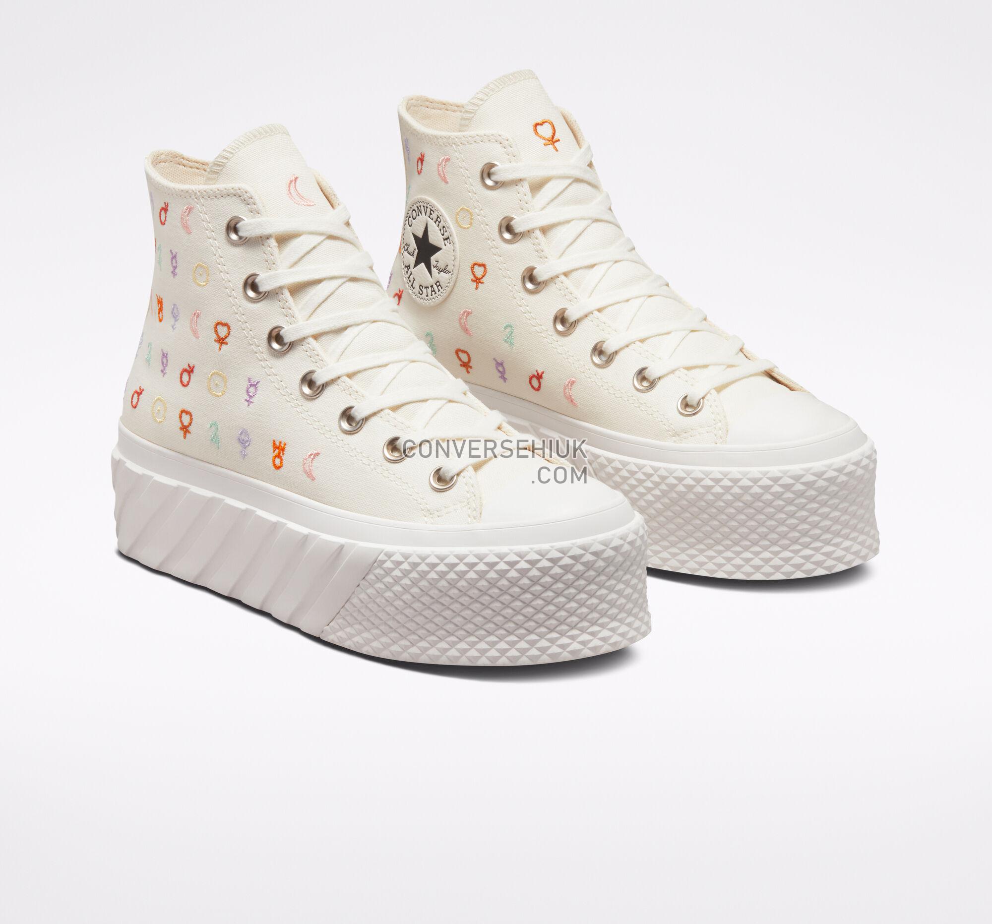 Converse Chuck Taylor All Star Lift 2X Platform Mystic Symbols Egret/Vintage White A03716C Shoes