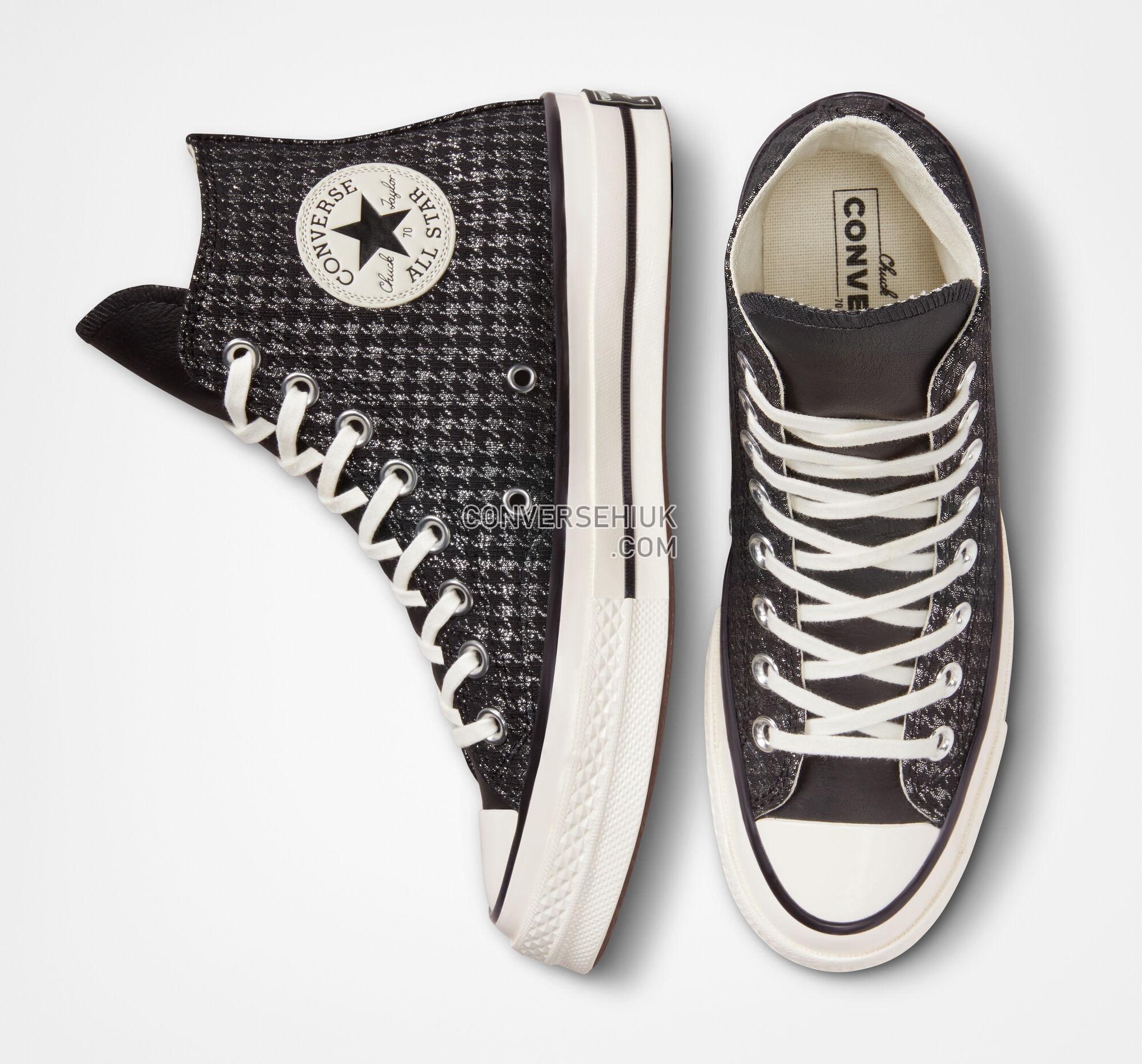 Converse Chuck 70 Houndstooth Shine Black/Pure Silver/Egret A04277C Shoes