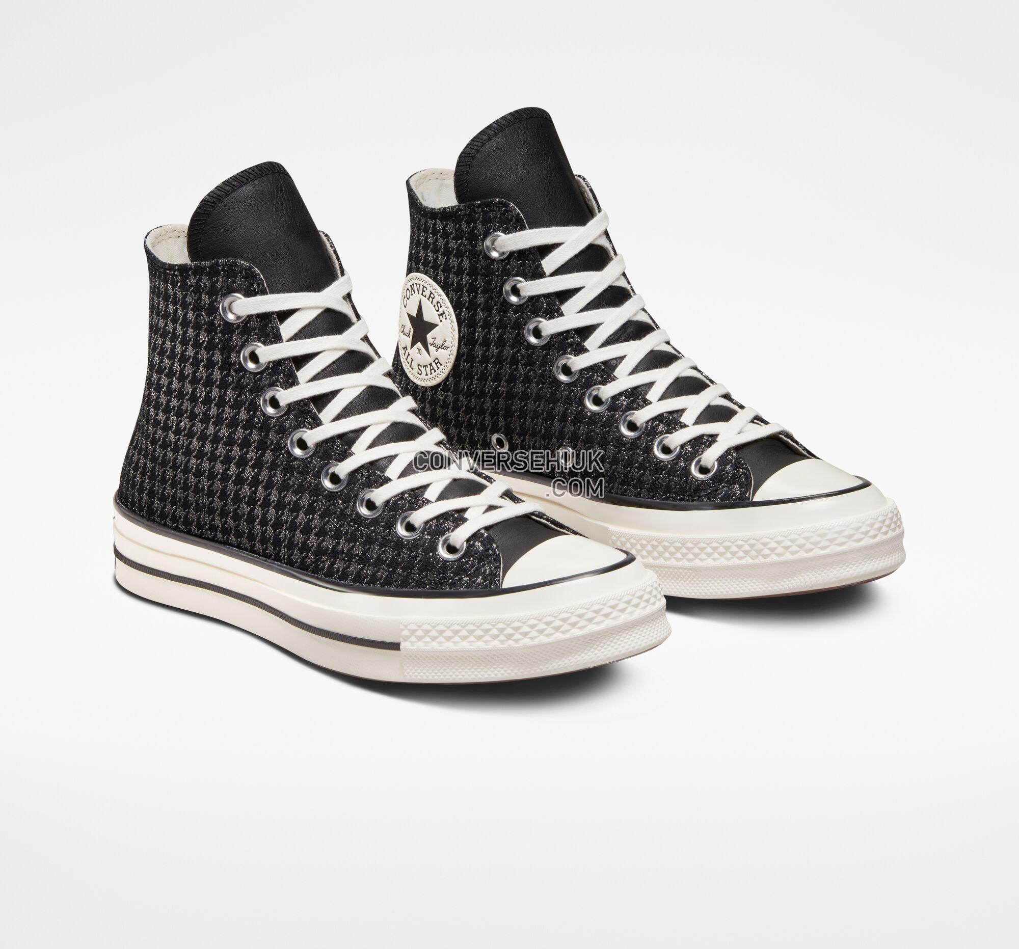 Converse Chuck 70 Houndstooth Shine Black/Pure Silver/Egret A04277C Shoes