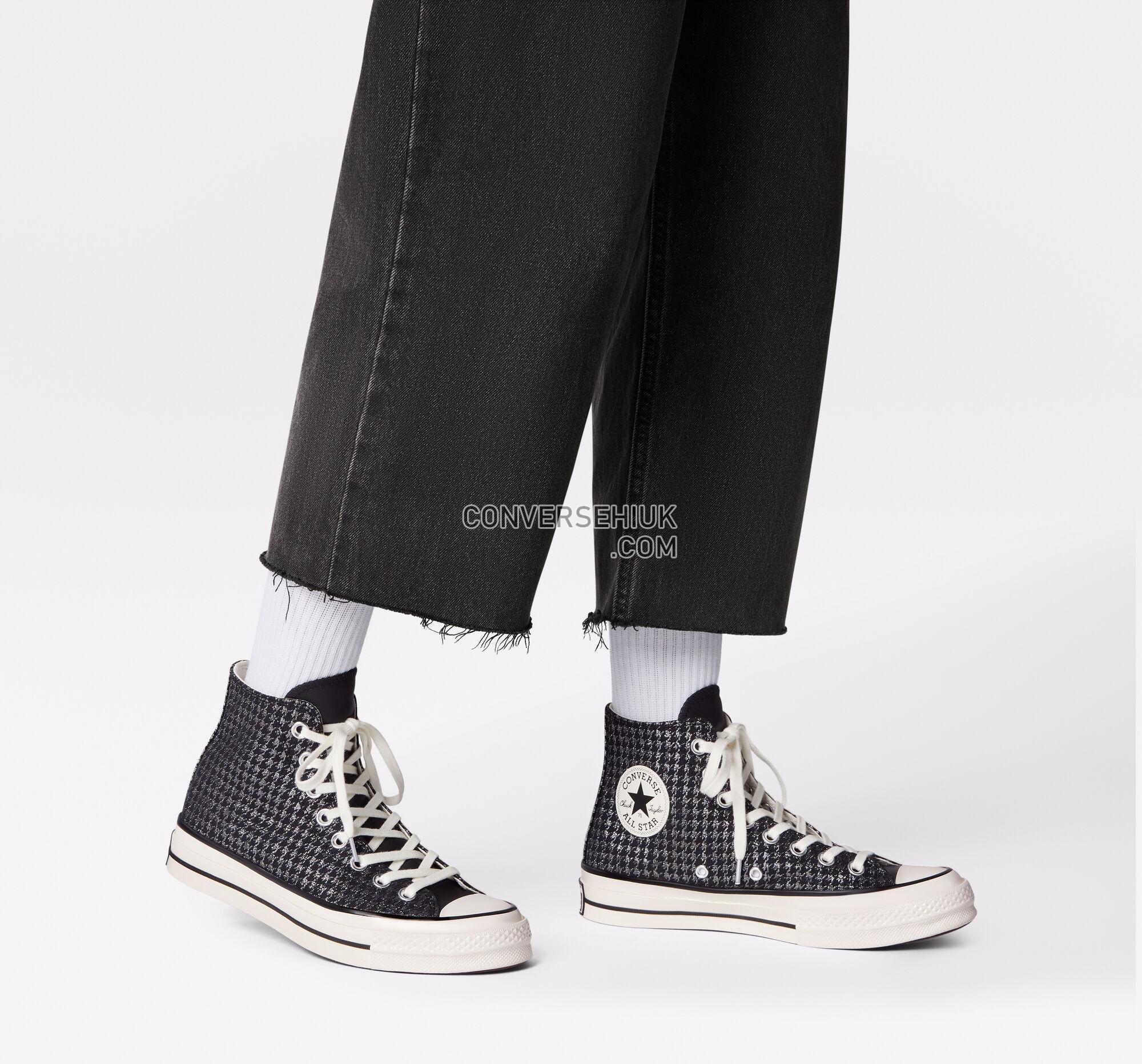 Converse Chuck 70 Houndstooth Shine Black/Pure Silver/Egret A04277C Shoes