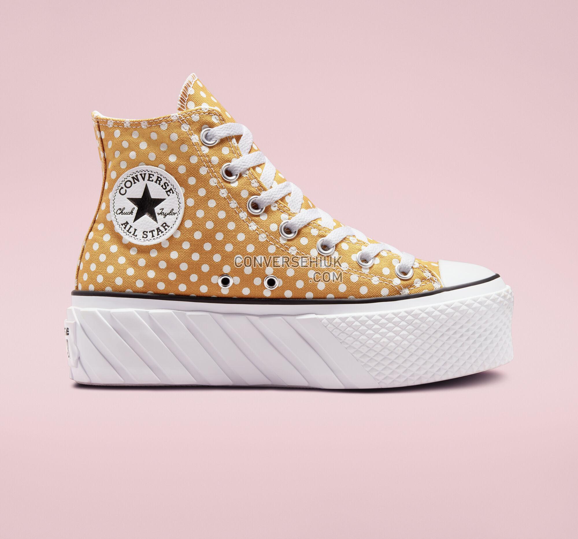 Converse Chuck Taylor All Star Lift 2X Platform Polka Dots Goldtone/White/Black A01186C Shoes