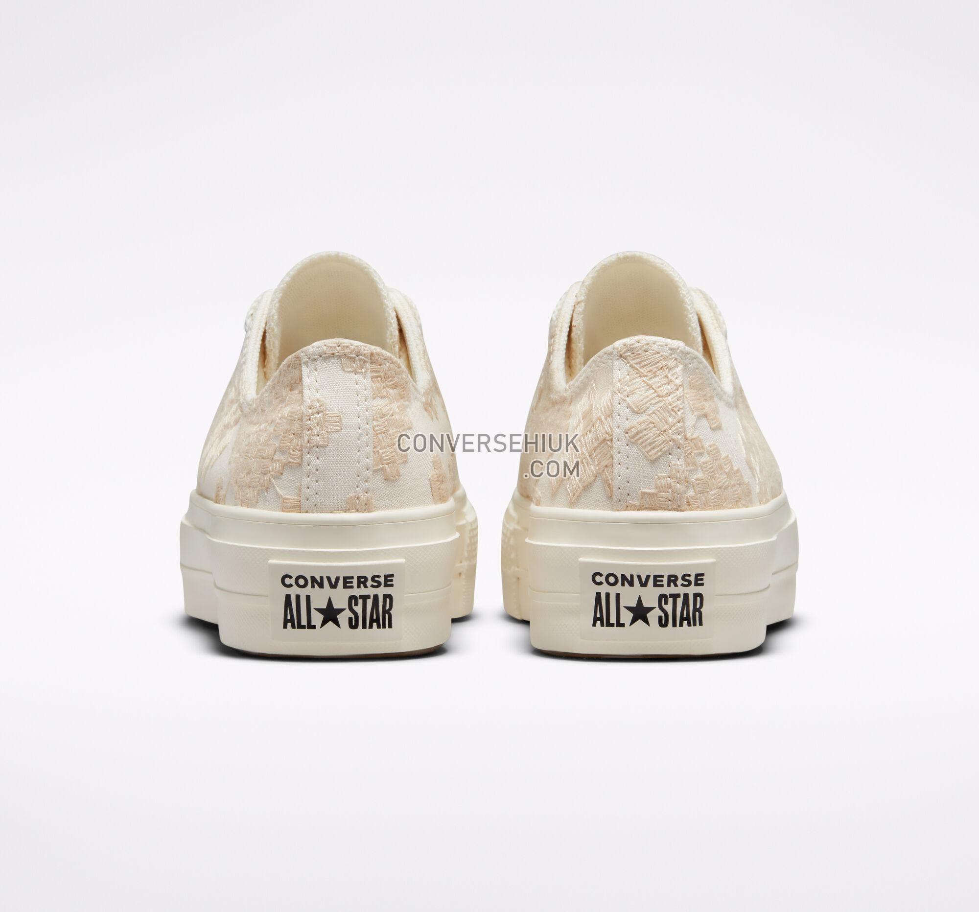 Converse Chuck Taylor All Star Lift Platform Tonal Embroidery Vintage White/Egret/Egret A02225C Shoes