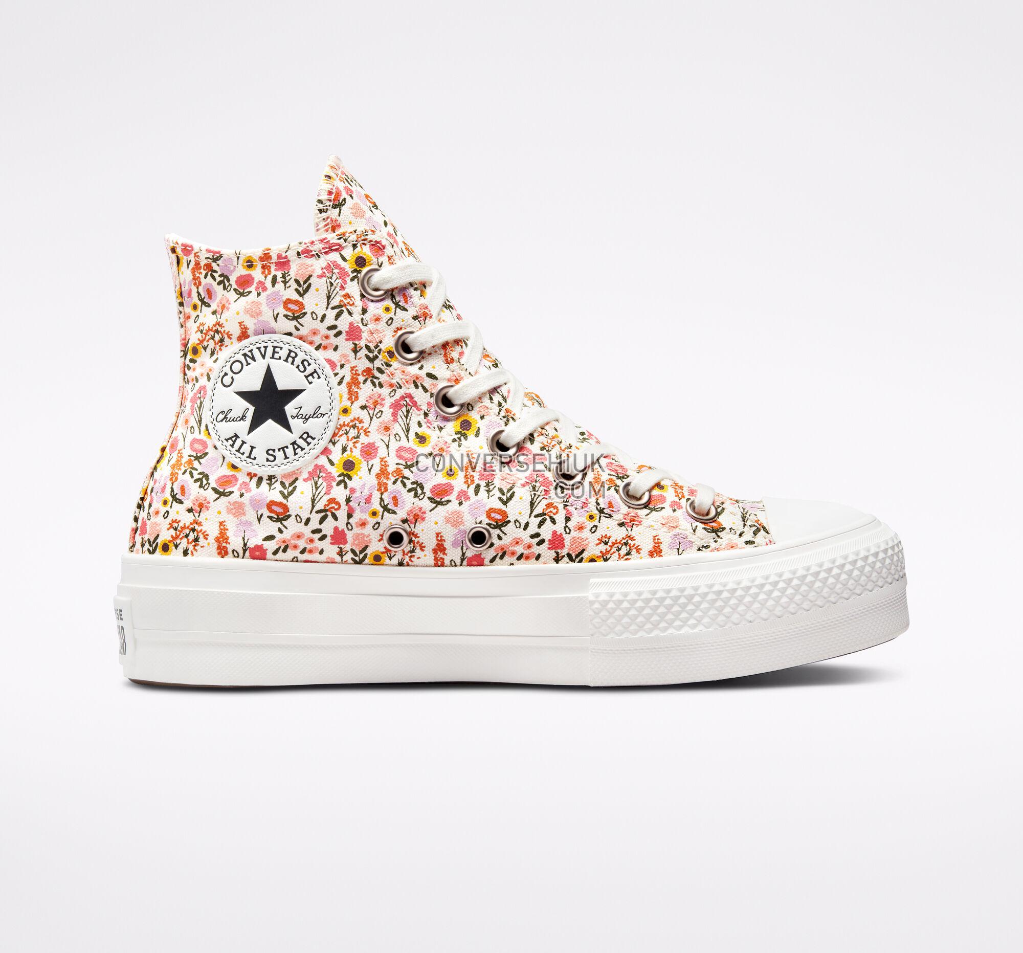 Converse Chuck Taylor All Star Lift Platform Florals Natural Ivory/Terracotta Pink A03341C Shoes