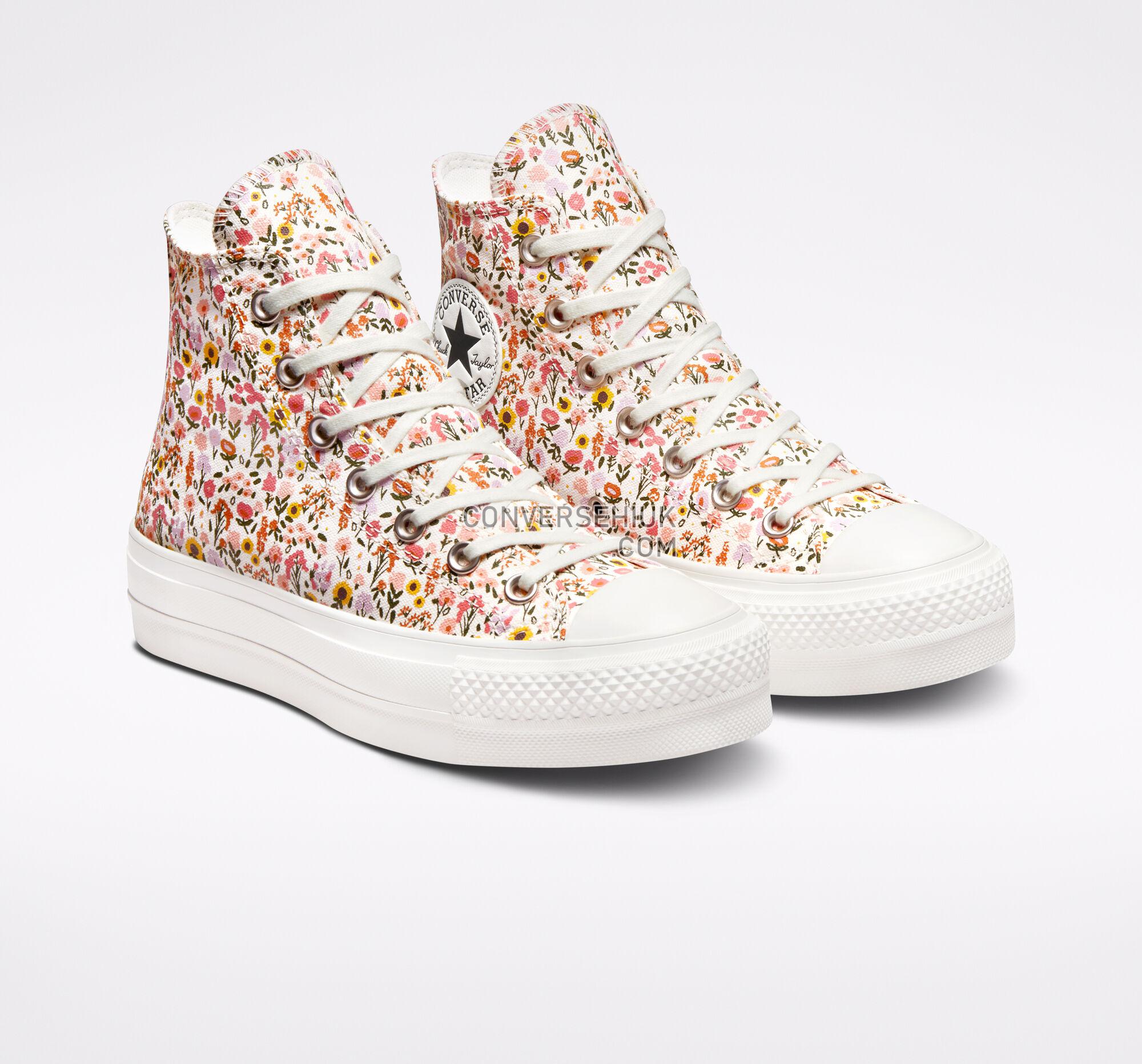 Converse Chuck Taylor All Star Lift Platform Florals Natural Ivory/Terracotta Pink A03341C Shoes