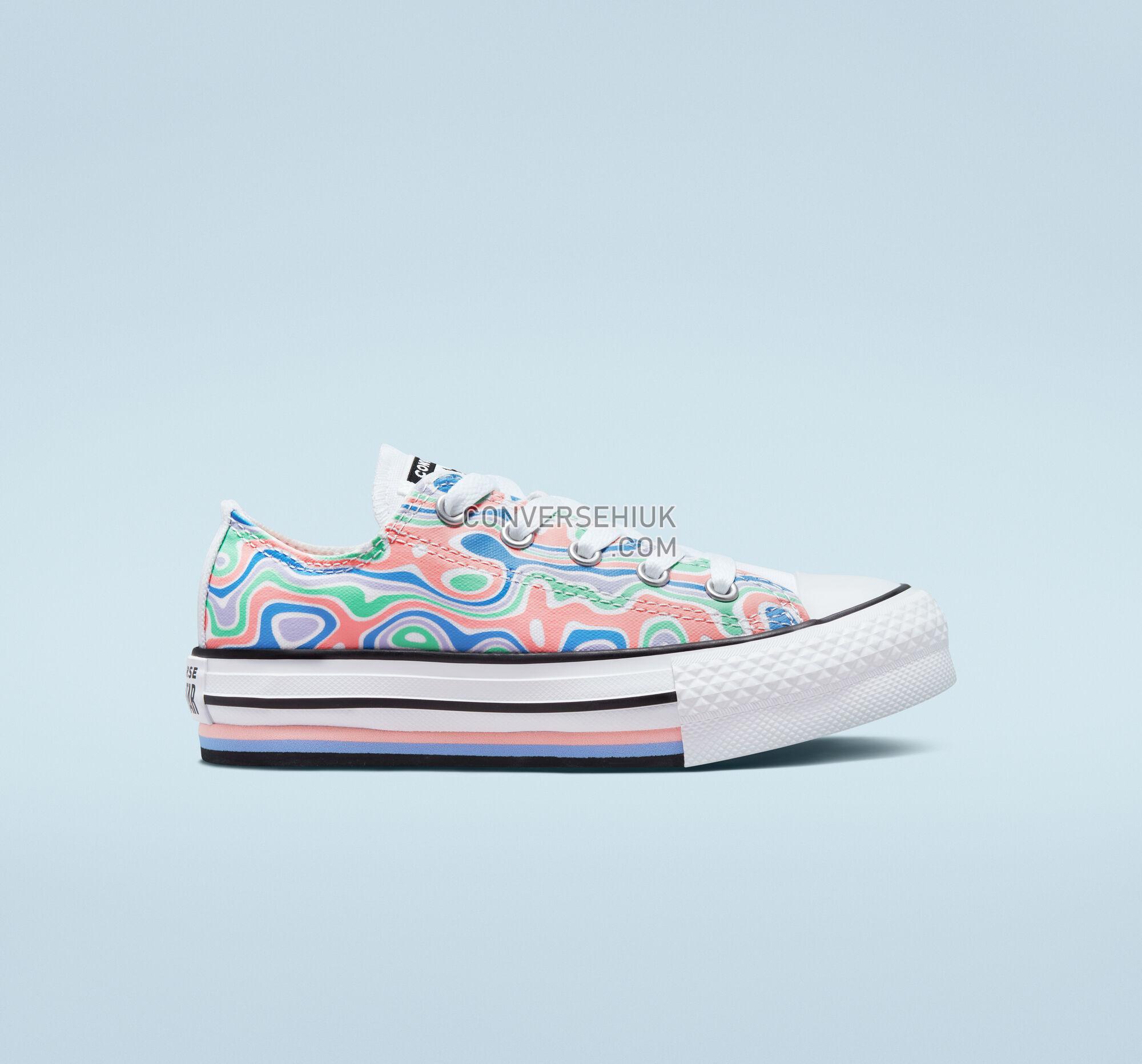 Converse Chuck Taylor All Star Lift Platform Color Swirl Bleached Coral/Royal Pulse A01020C Shoes