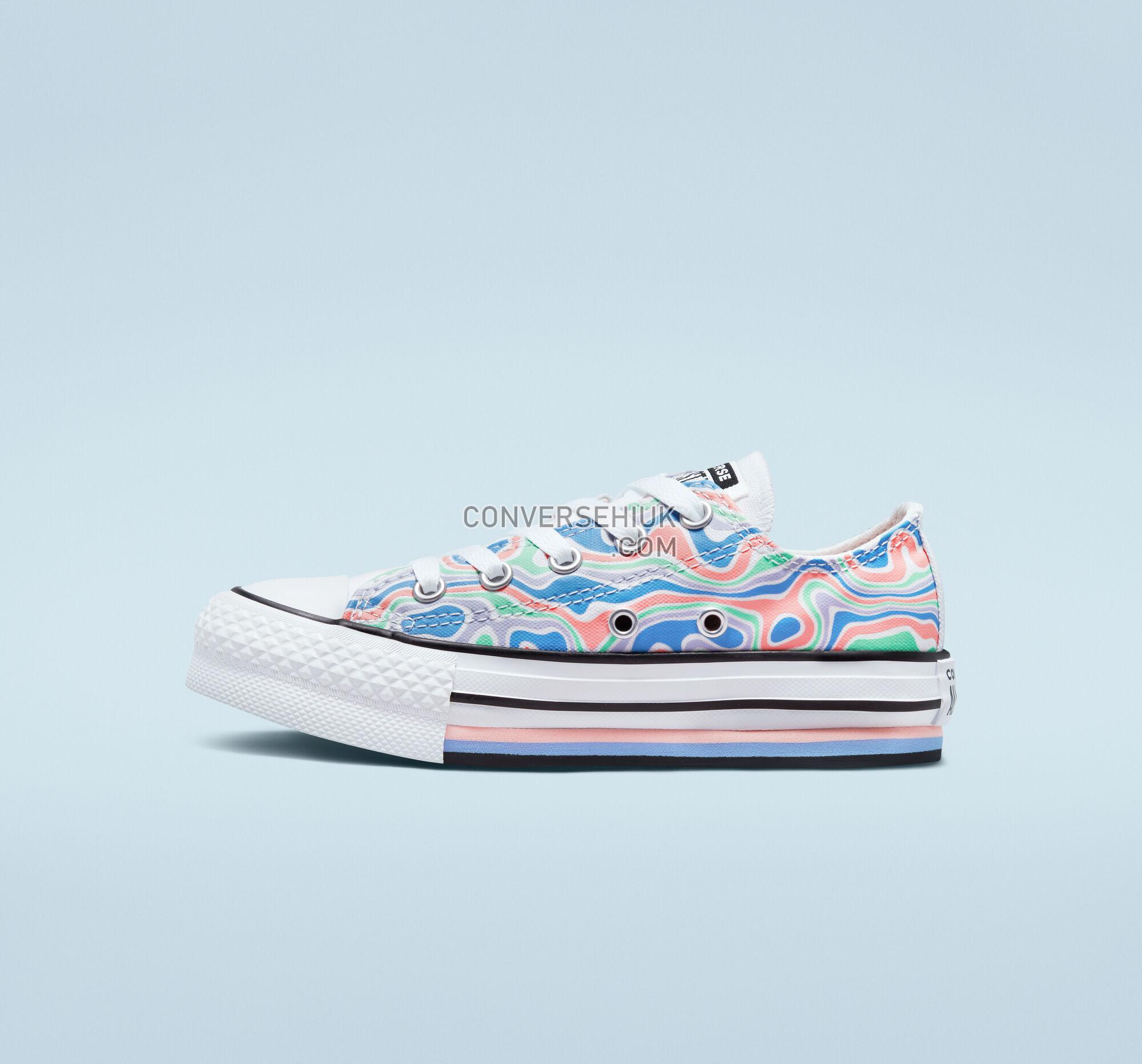 Converse Chuck Taylor All Star Lift Platform Color Swirl Bleached Coral/Royal Pulse A01020C Shoes