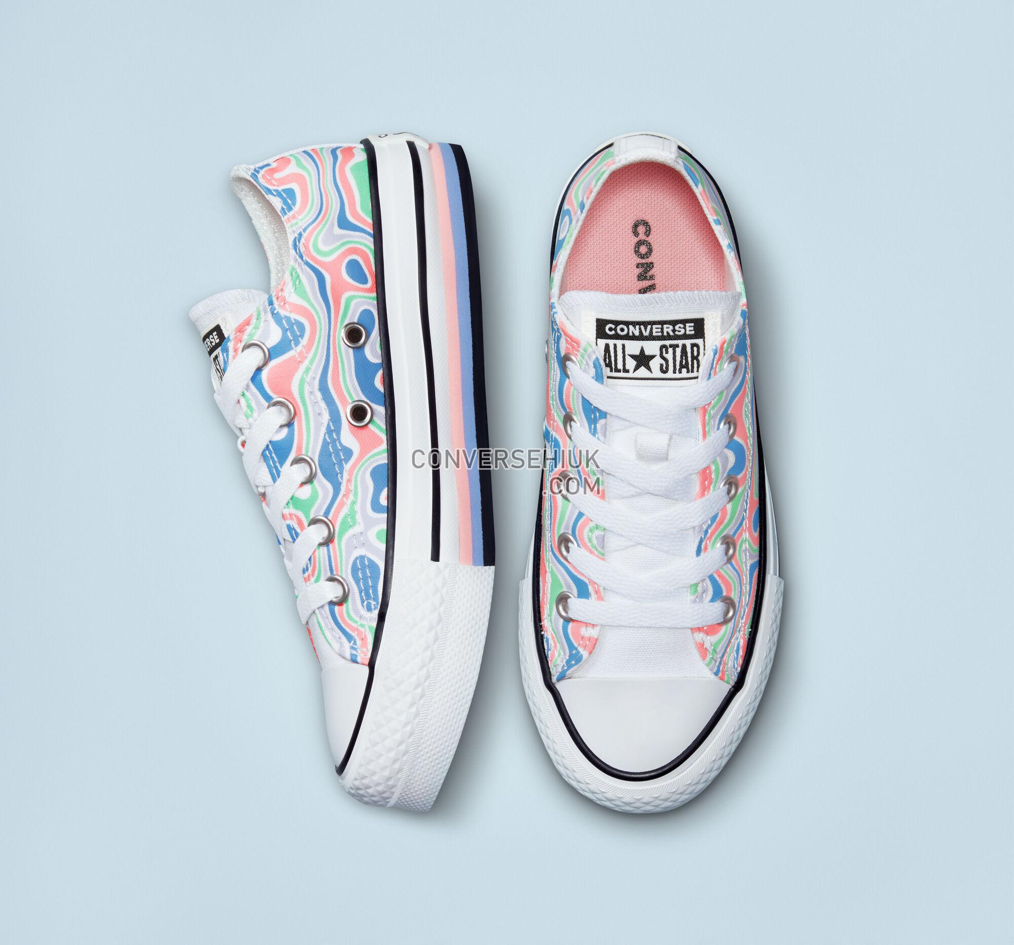 Converse Chuck Taylor All Star Lift Platform Color Swirl Bleached Coral/Royal Pulse A01020C Shoes