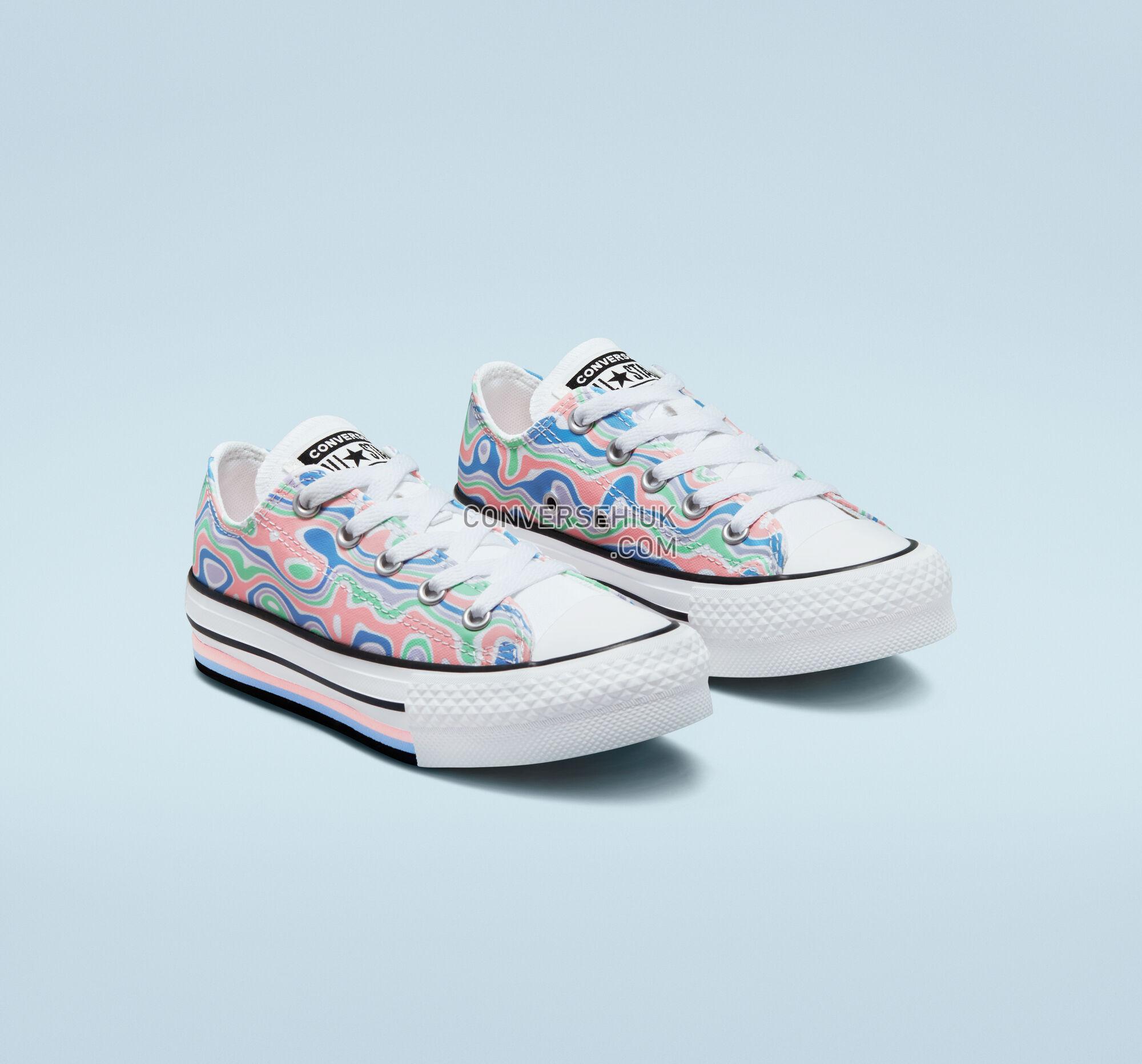 Converse Chuck Taylor All Star Lift Platform Color Swirl Bleached Coral/Royal Pulse A01020C Shoes