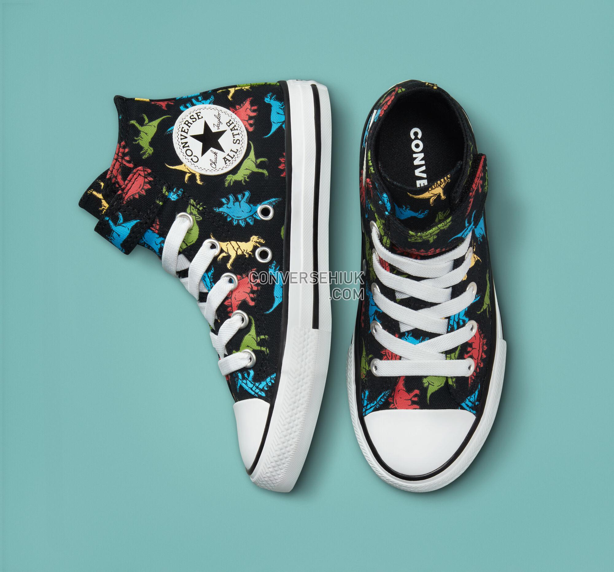 Converse Chuck Taylor All Star Easy-On Dinosaurs Black/Soft Red/Baltic Blue A01666C Shoes