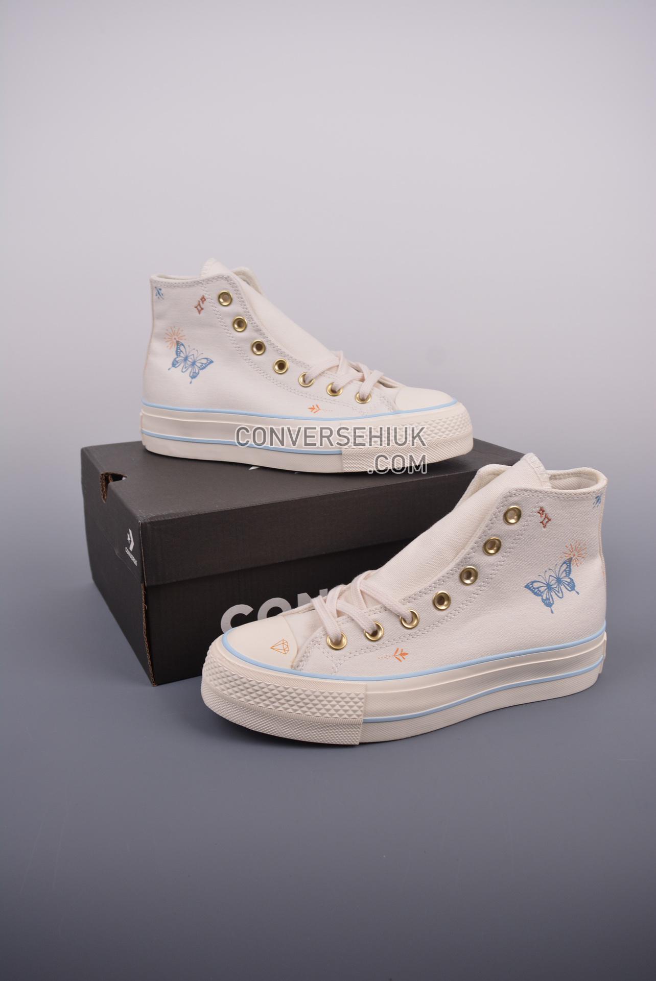 Converse Chuck Taylor All Star Lift Platform High Tiny Tattoos Vintage White/Cocoon Blue A07135C Shoes