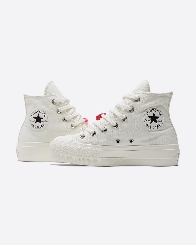 Converse Chuck Taylor All Star Lift Platform High DIY Beads Egret/Egret/Black A06096C Shoes