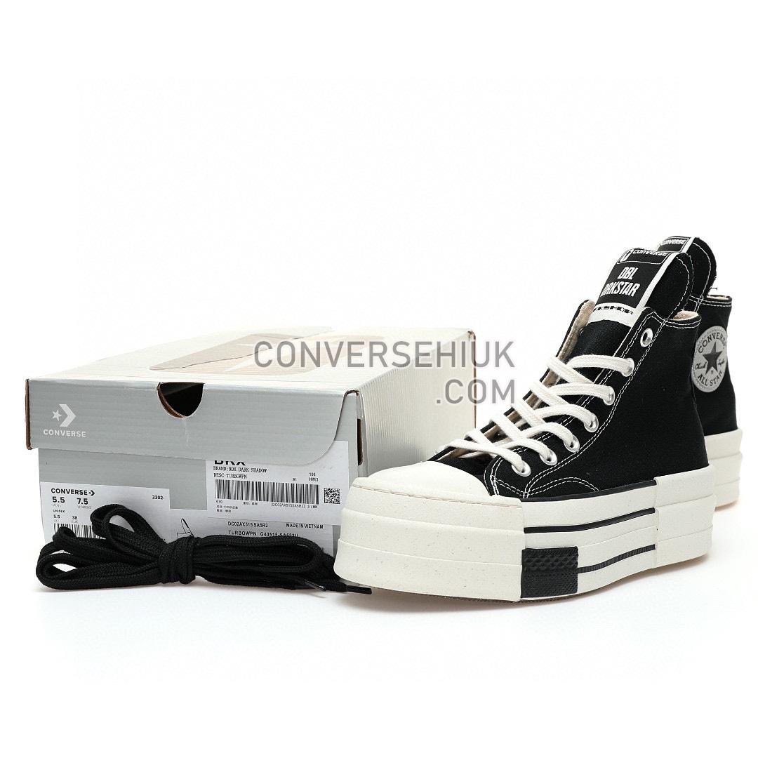 Rick Owens x Converse DRKSHDW DBL DRKSTAR Chuck Taylor All Star 70 High Black/Egret/White A04954C Shoes