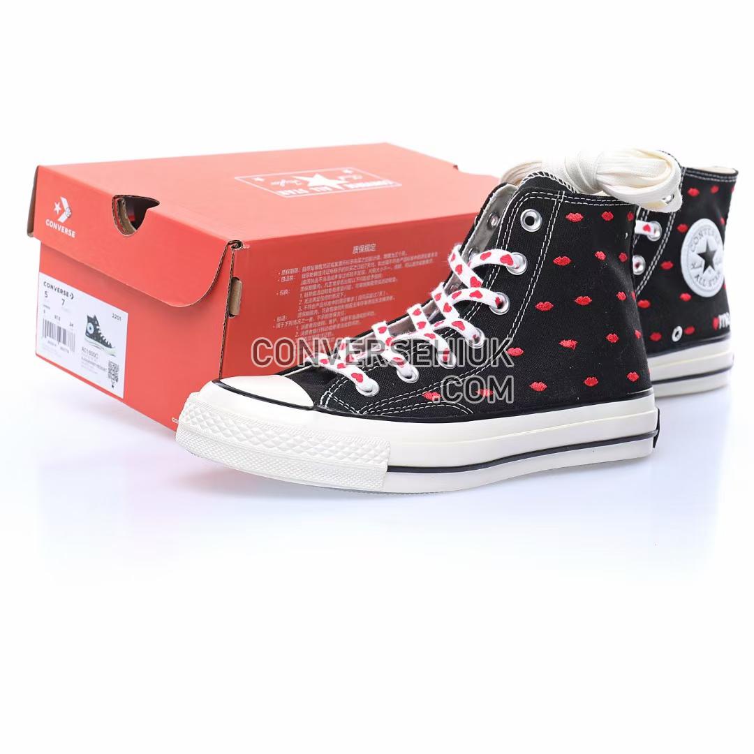 Converse Chuck Taylor All Star 70 Hi Embroidered Lips Black/University Red/Egret A01600C Shoes