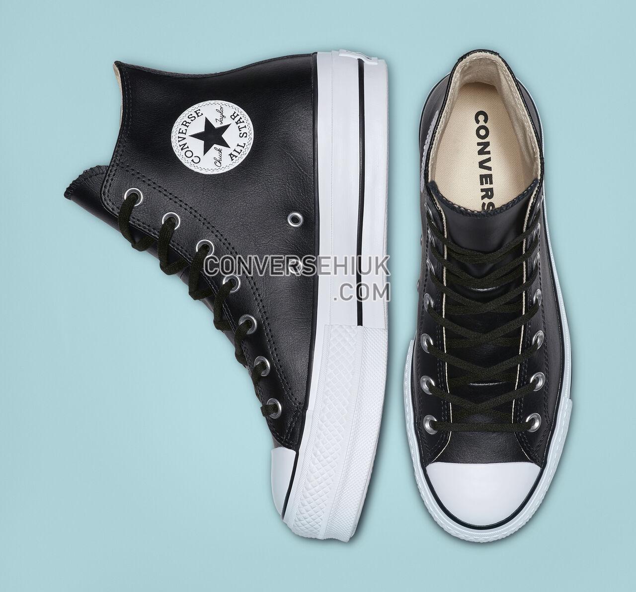 Converse Chuck Taylor All Star Platform Clean Leather High Top Black/Black/White 561675C Shoes