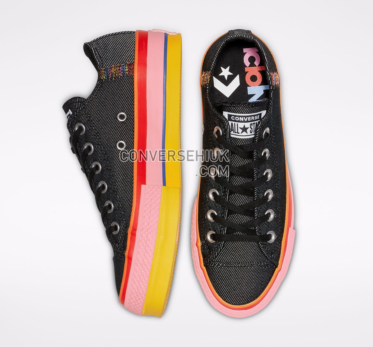 Converse Chuck Taylor All Star Rainbow Platform Low Top Black/White/Coastal Pink 564994C Shoes