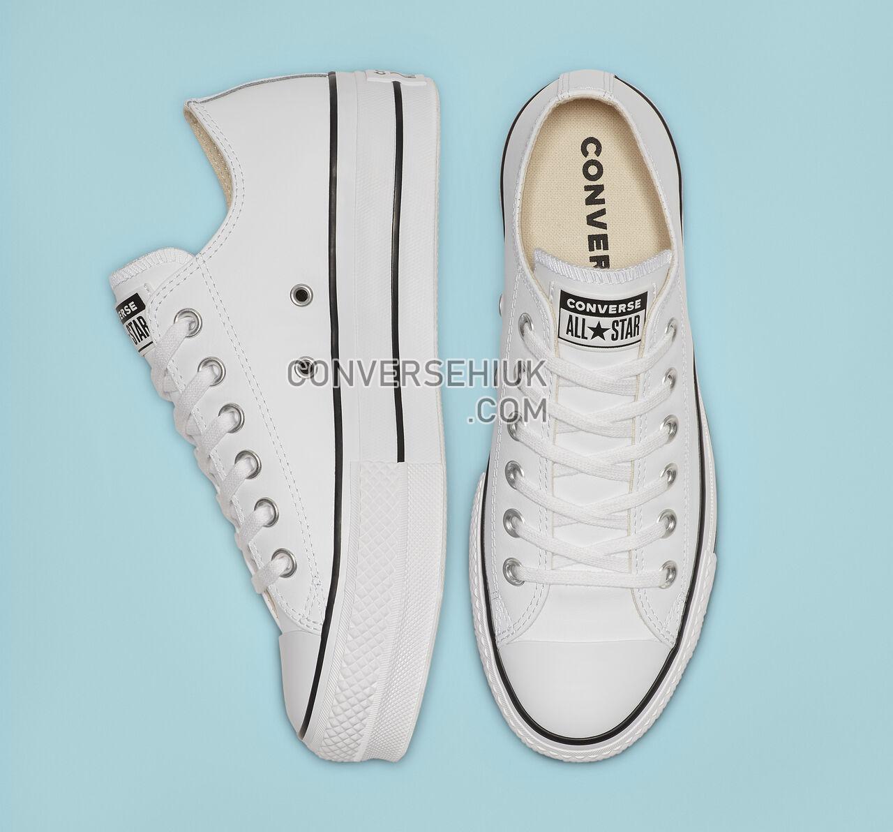 Converse Chuck Taylor All Star Leather Platform Low Top White/Black/White 561680C Shoes