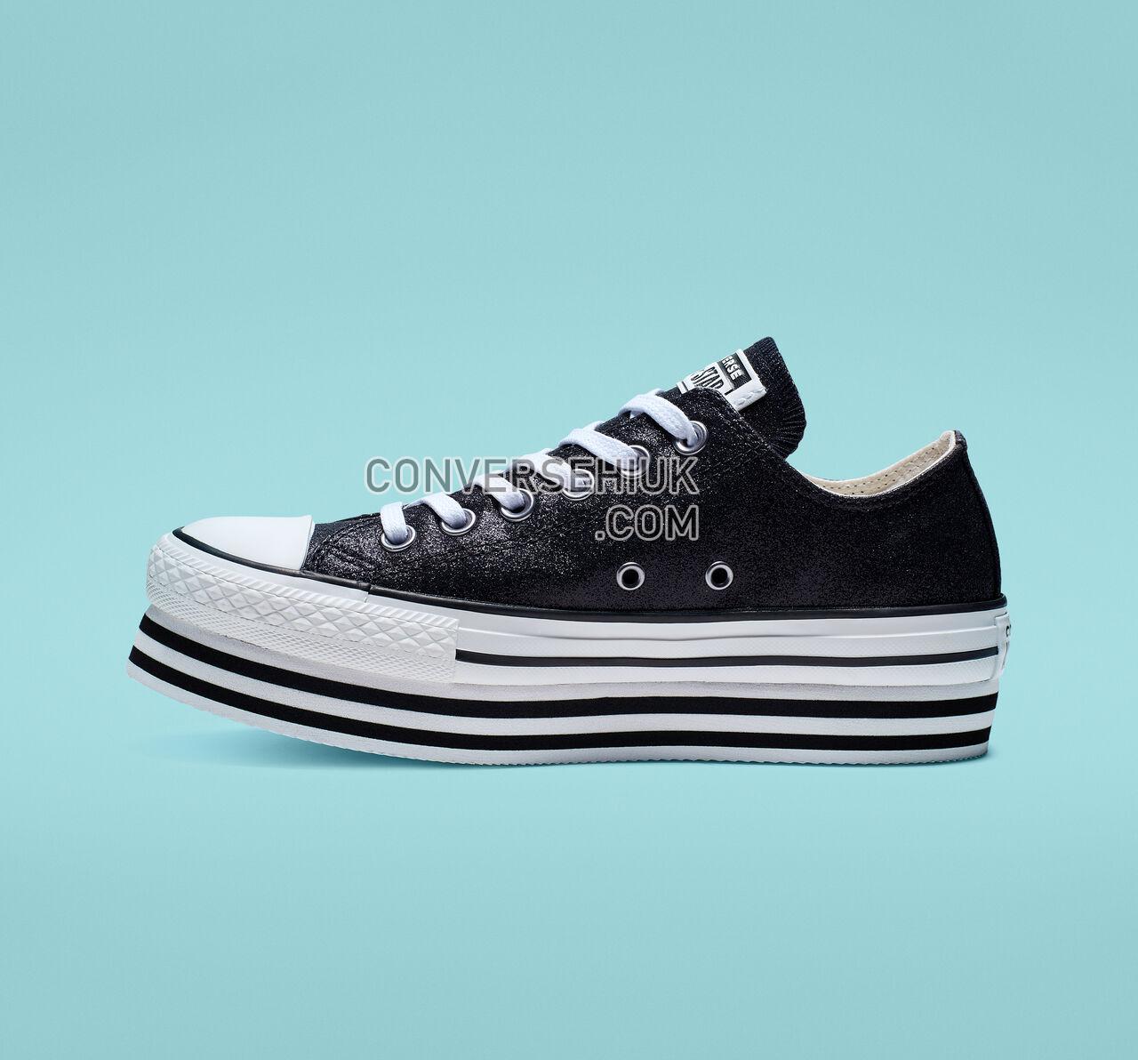 Converse Chuck Taylor All Star Shiny Metal Platform Low Top Black/Black/White 564877C Shoes