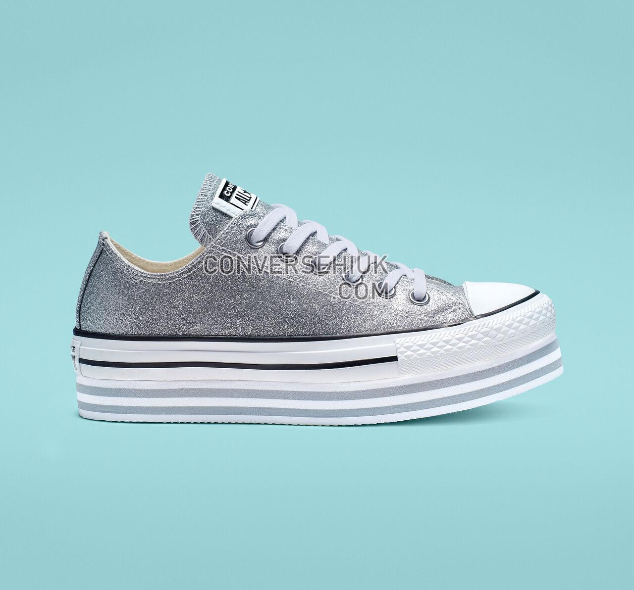 Converse Chuck Taylor All Star Shiny Metal Platform Low Top Silver/Wolf Grey/White 564878C Shoes