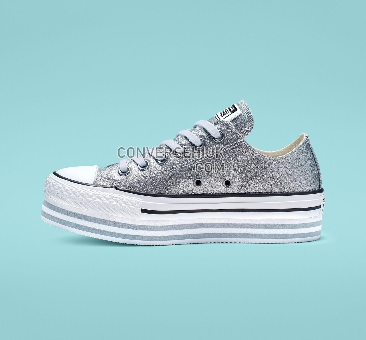 Converse Chuck Taylor All Star Shiny Metal Platform Low Top Silver/Wolf Grey/White 564878C Shoes