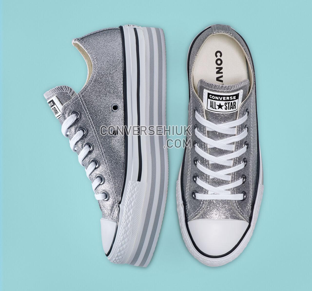 Converse Chuck Taylor All Star Shiny Metal Platform Low Top Silver/Wolf Grey/White 564878C Shoes