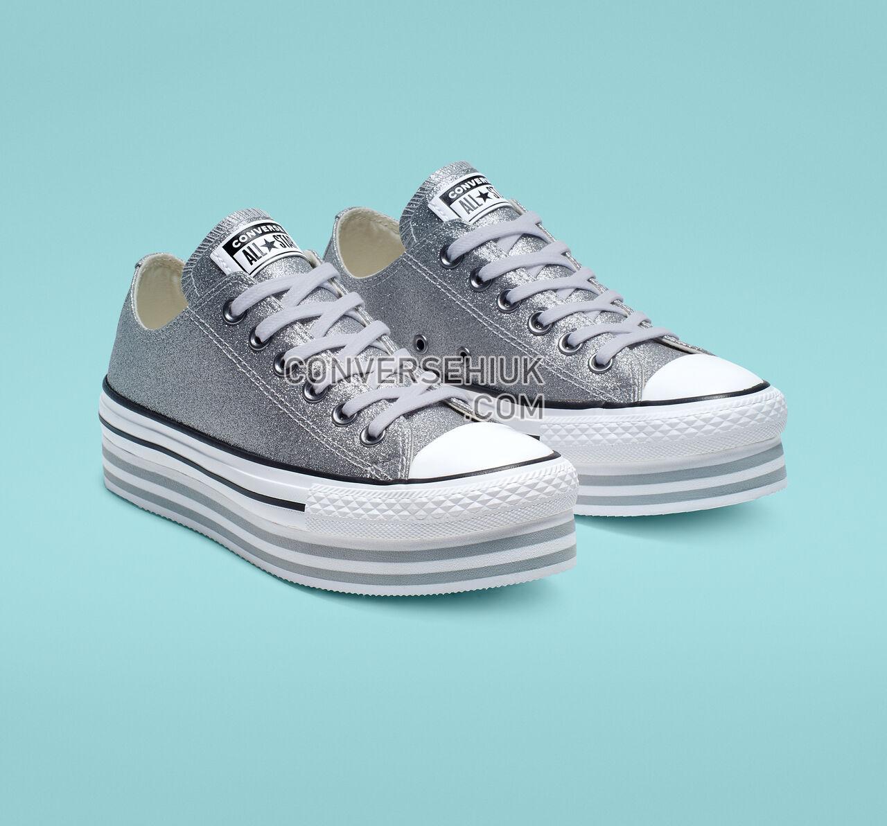 Converse Chuck Taylor All Star Shiny Metal Platform Low Top Silver/Wolf Grey/White 564878C Shoes