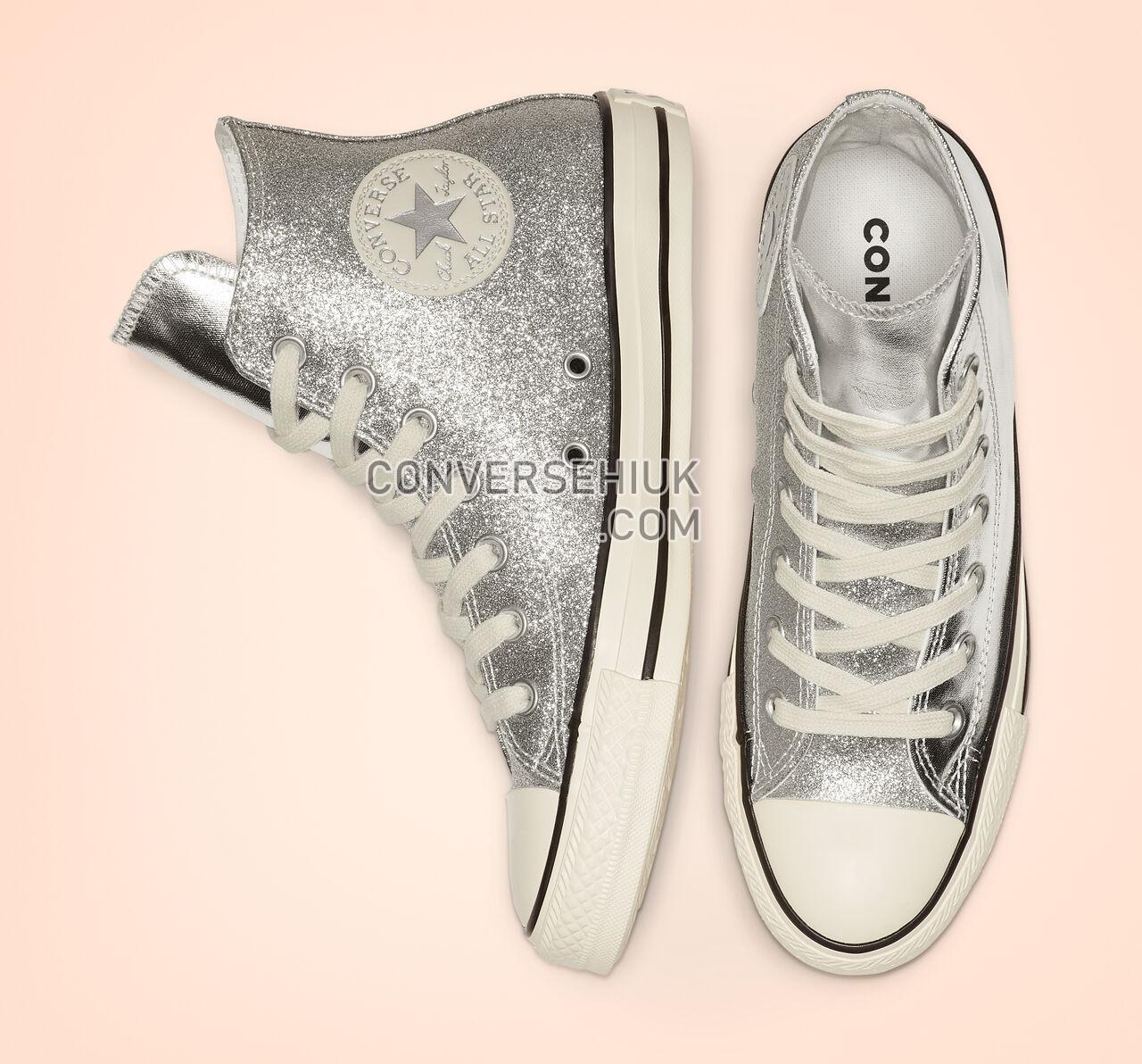 Converse Chuck Taylor All Star Shiny Metal High Top Silver/Egret/Black 564869C Shoes