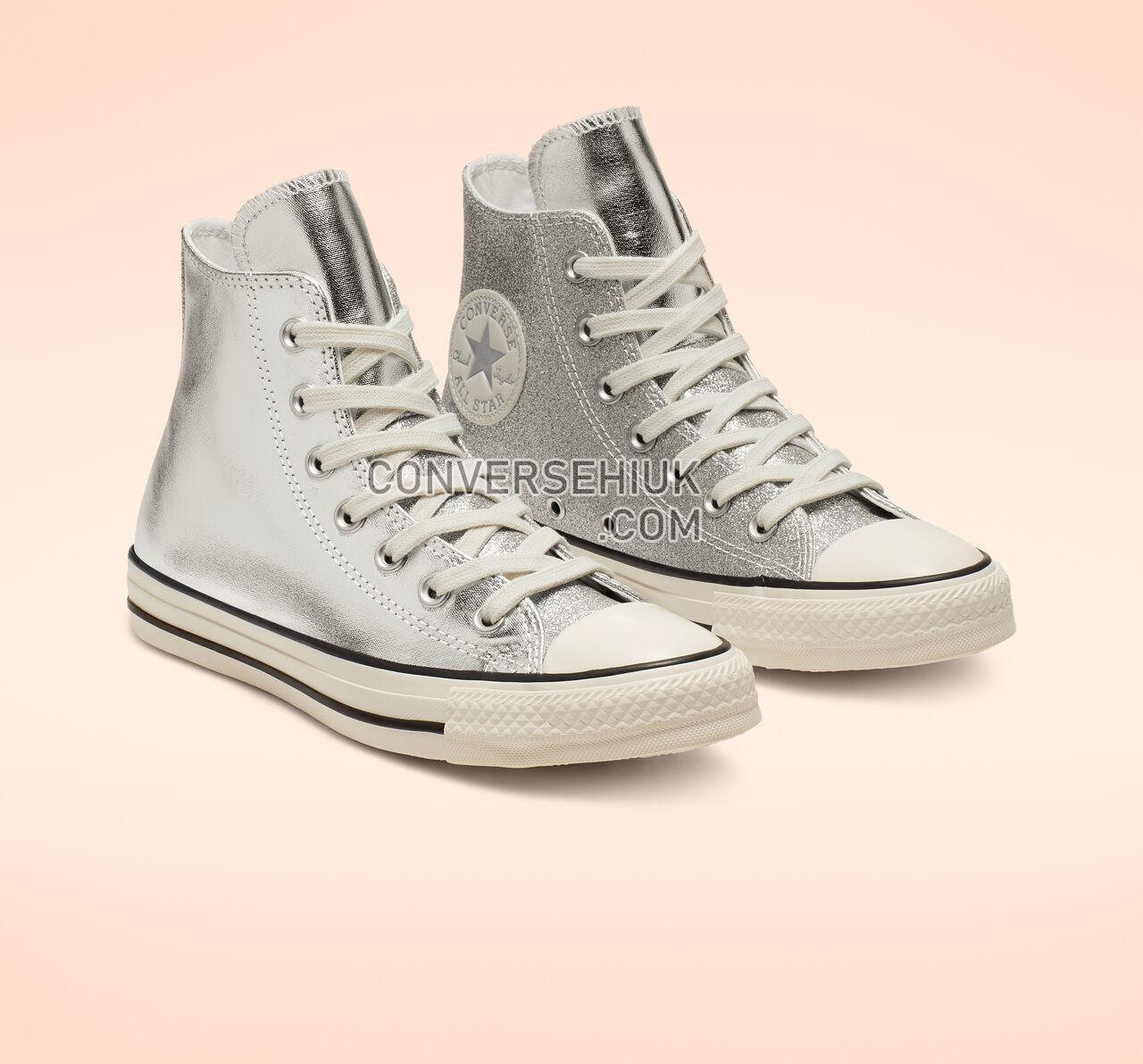 Converse Chuck Taylor All Star Shiny Metal High Top Silver/Egret/Black 564869C Shoes