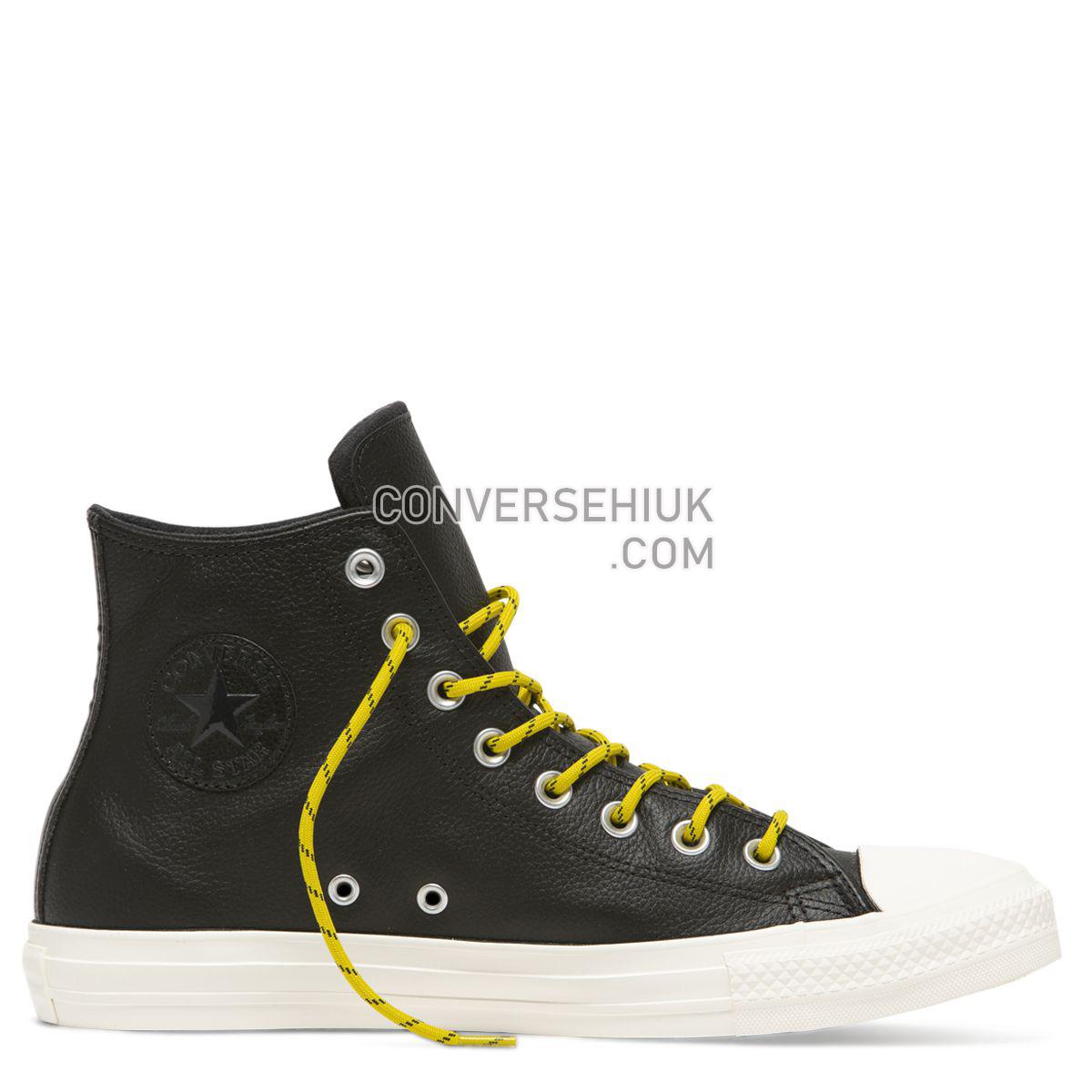 Converse Chuck Taylor All Star Limo Leather High Top Black Black/Bold Citron/Egret 163339 Shoes