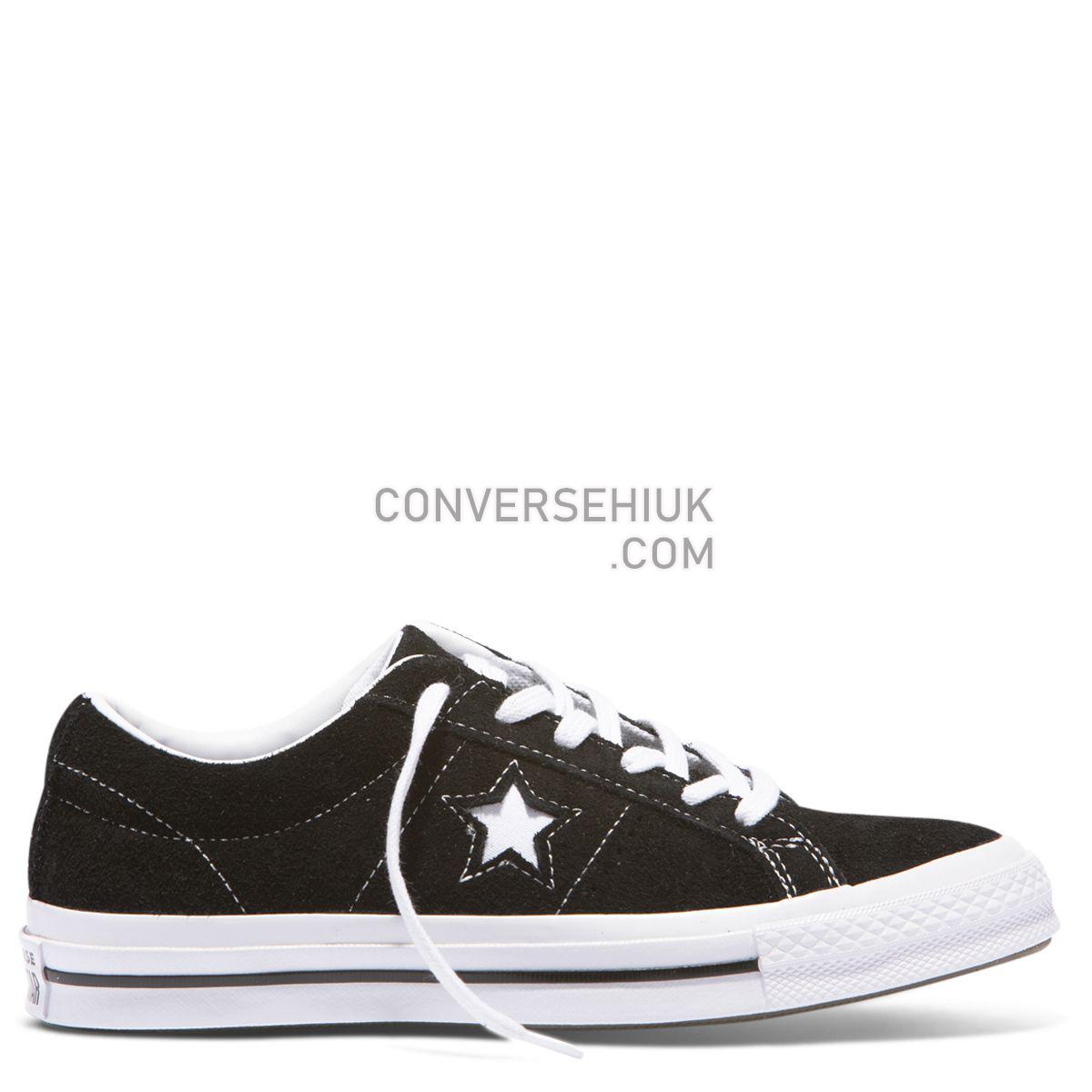 Converse One Star Premium Suede Low Top Black Black/White 158369 Shoes