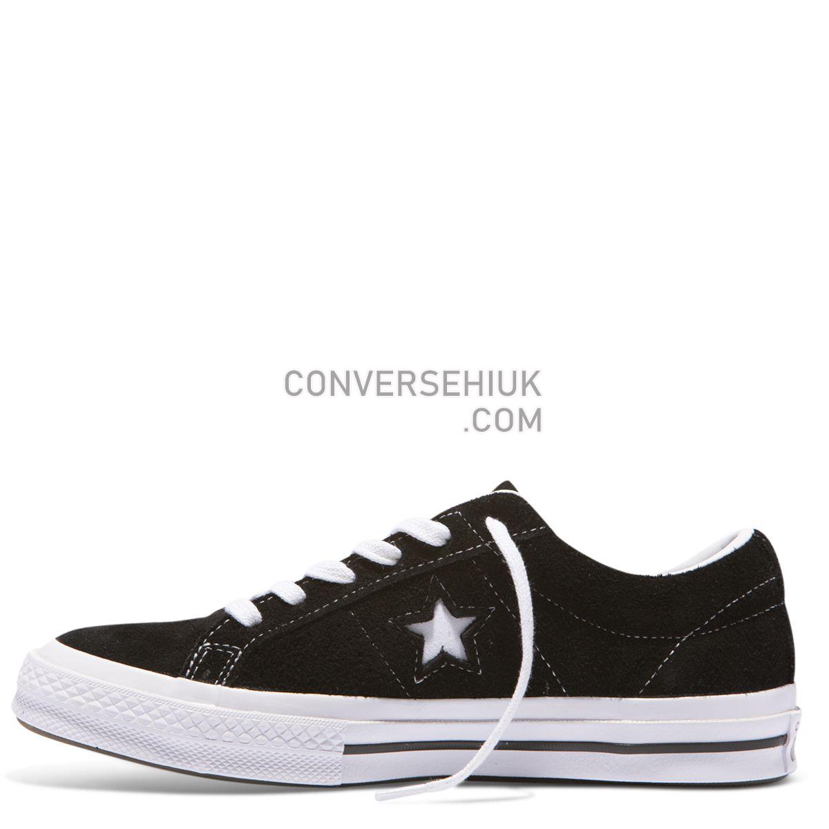 Converse One Star Premium Suede Low Top Black Black/White 158369 Shoes