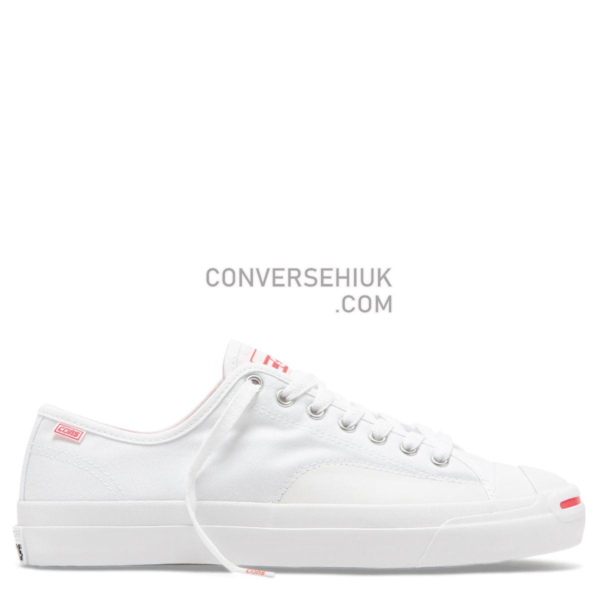 Converse Jack Purcell Pro OP Low Top White White/Racer Pink/White 164162 Shoes