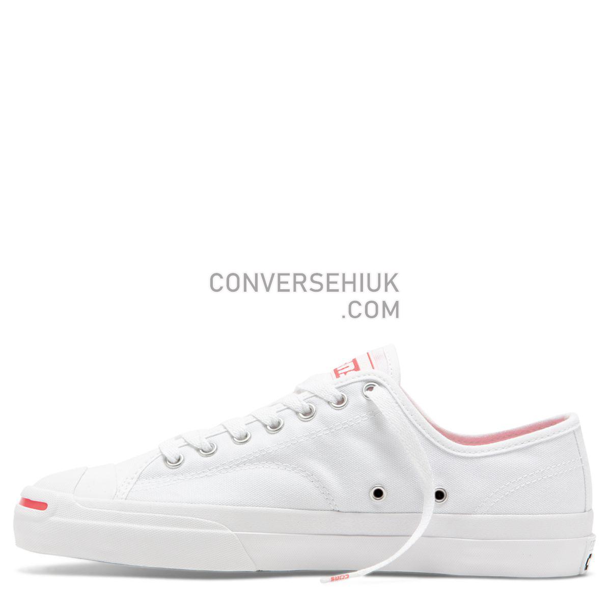 Converse Jack Purcell Pro OP Low Top White White/Racer Pink/White 164162 Shoes