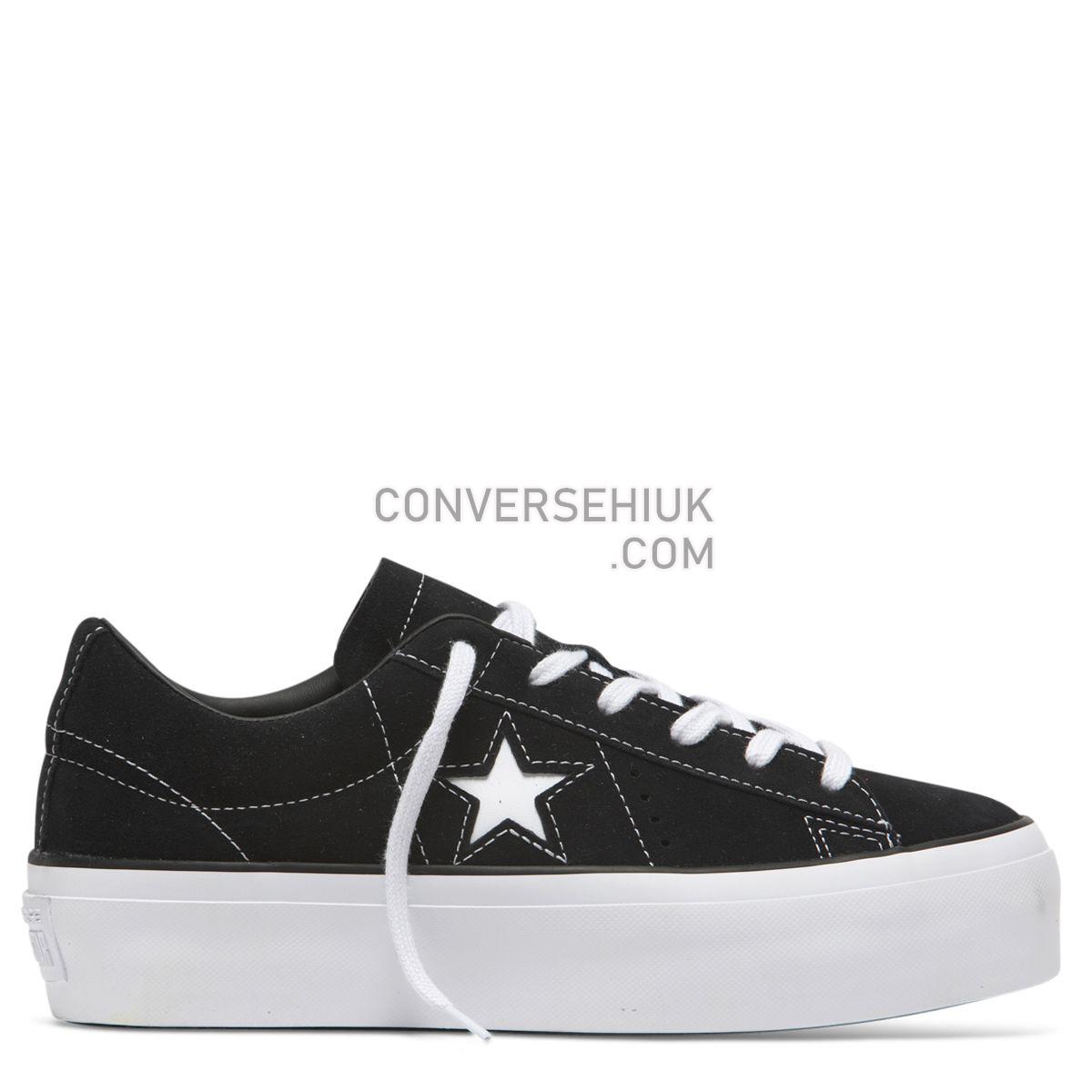 Converse One Star Platform Low Top Black Black/Black/White 563869 Shoes