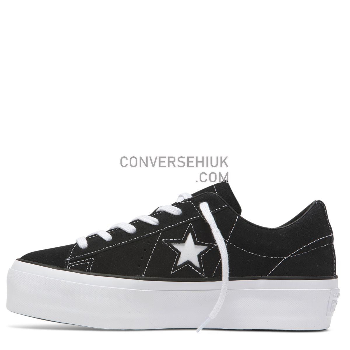 Converse One Star Platform Low Top Black Black/Black/White 563869 Shoes