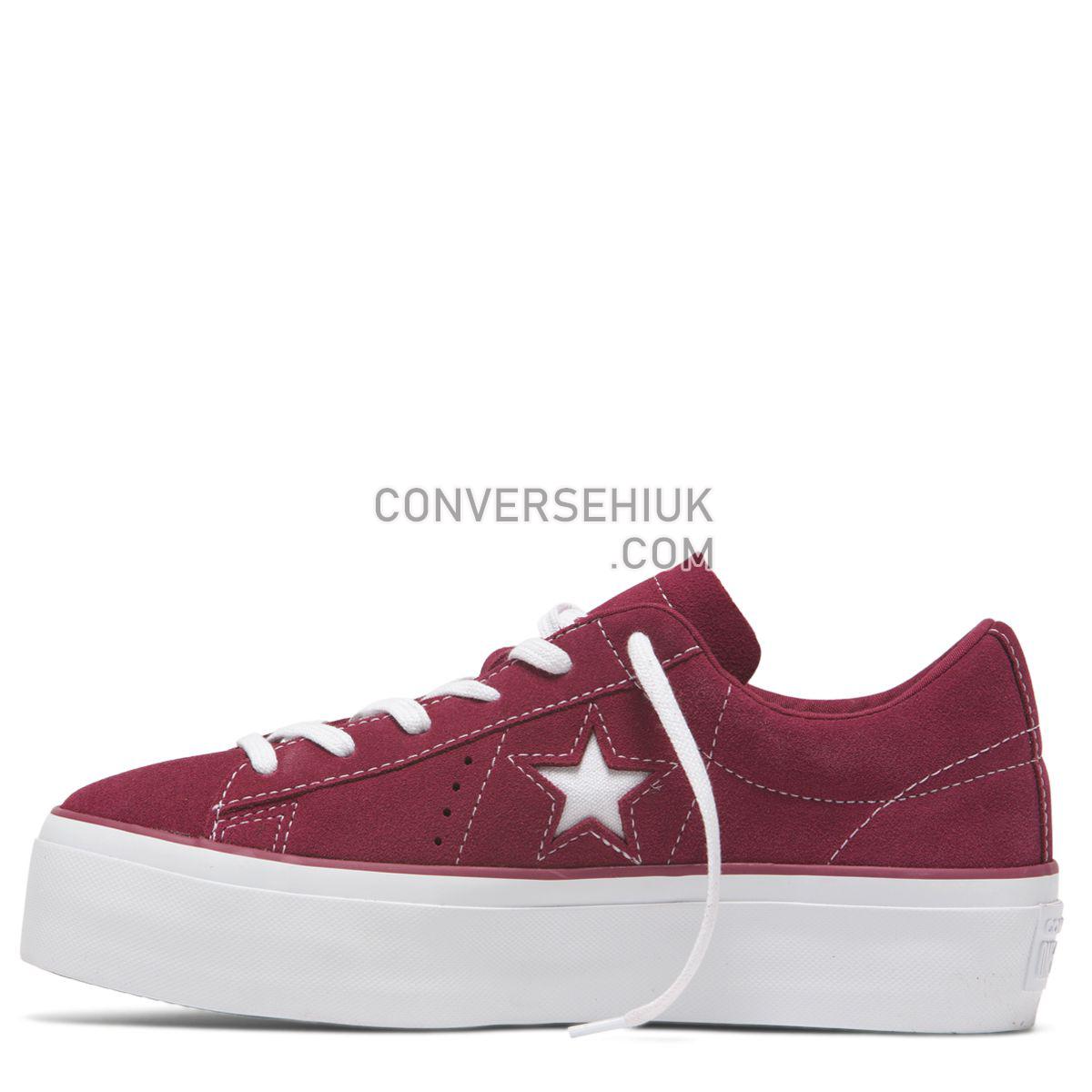 Converse One Star Platform Low Top Field Rhubarb Rhubarb/White/White 563488 Shoes